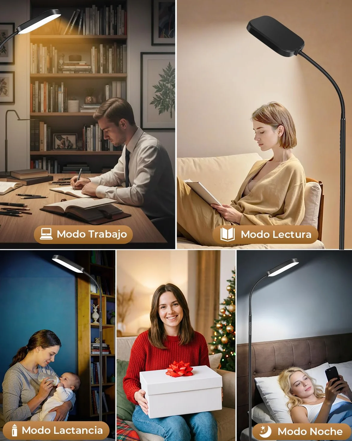 Lámpara de pie LED regulable 18W 1850 lm con mando a distancia 3000–6500K para salón