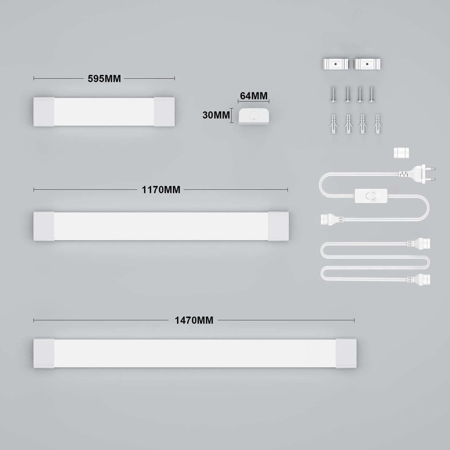 18W Fluorescente LED 60cm, 2000lm Tubo LED de Neón Acoplable, Blanco Natural (4000K) IP65 Impermeable LED Luz de Techo, para Garaje Oficina Sótano Cocina Supermercado