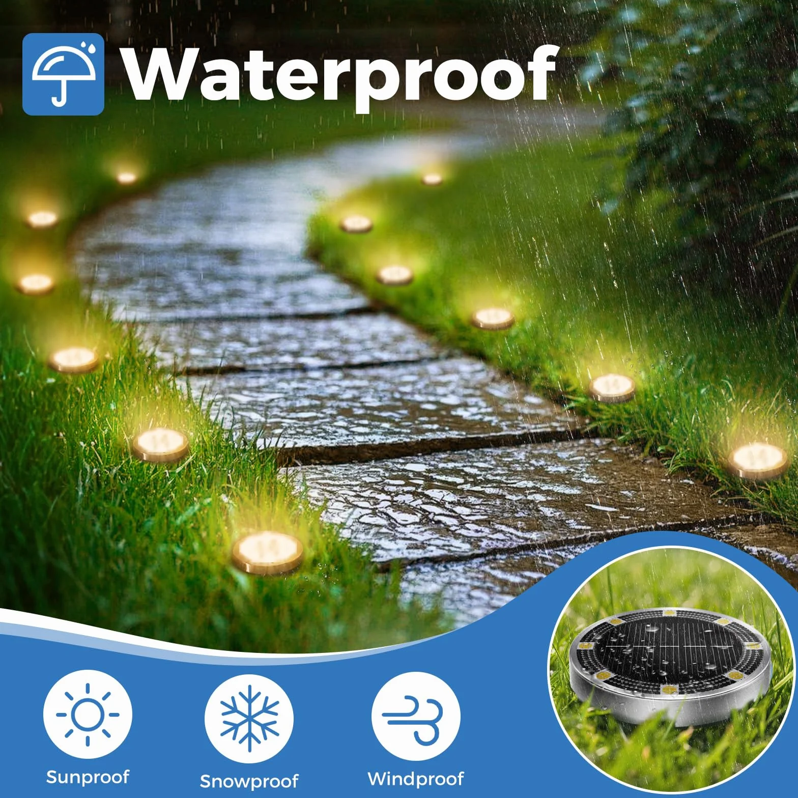 Peasur 12 Paquetes Luces Solares LED Exterior Jardin Suelo IP65 Impermeable Blanco Cálido