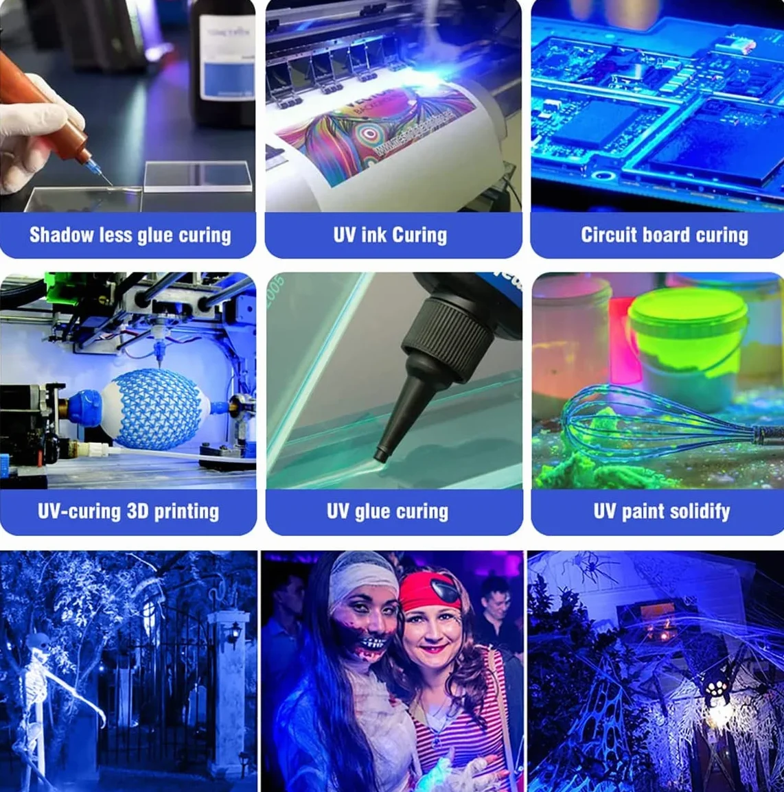Eleganted Foco UV 30W, UV Luz Negra 365nm Inundación, Foco UV Ultravioleta Luz Fluorescente Lámpara de Escenario para Bar Club DJ Discoteca Fiesta KTV Pinta Corporal Gimnasio Halloween
