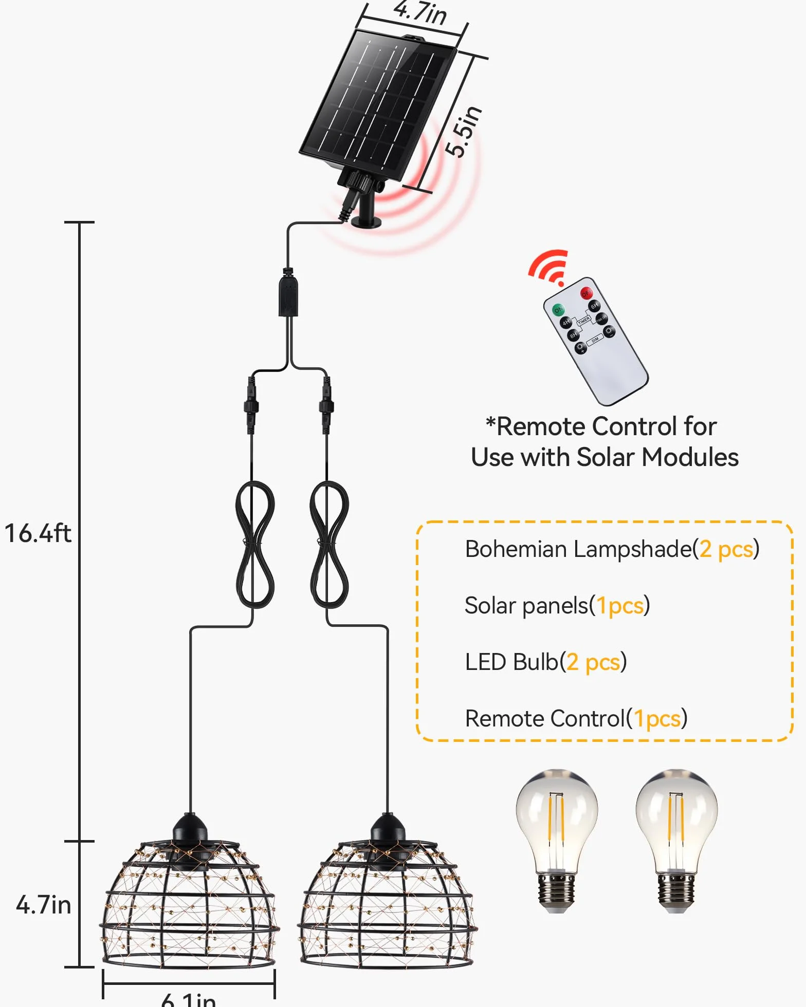 2 Lámpara Solar Exterior de Estilo Bohemio, Luces Exterior Solar con Temporizador de 4/6/8 Horas y 4 Ajustes de Brillo, Impermeable IP65 para Patios, Balcones y Jardines