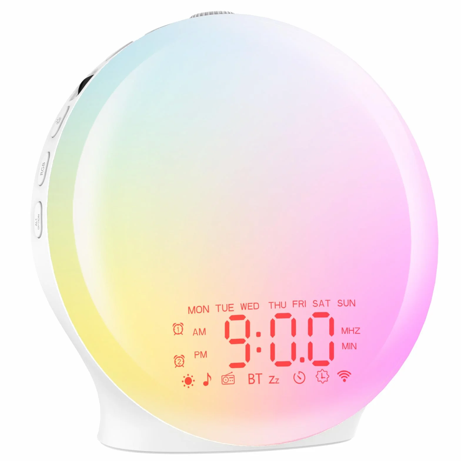 Despertador Luz Bluetooth Wake Up Light Simulación Amanecer Atardecer 17 Colores 2 Alarmas 20 Brillo 22 Sonidos Snooze Radio FM