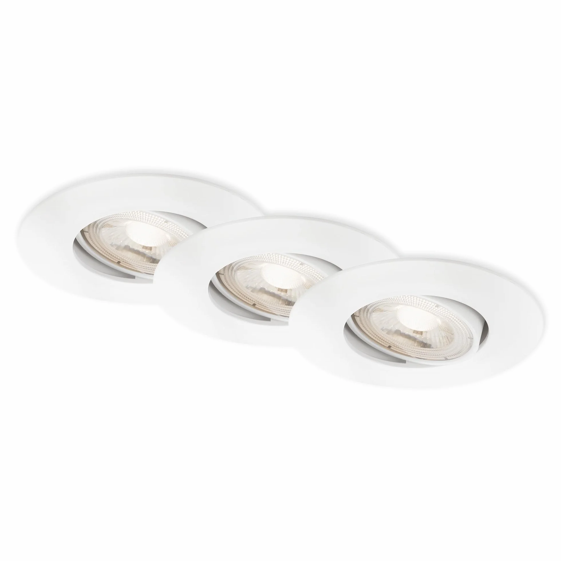 BRILONER - Juego de 3 focos LED empotrables 230V, focos LED baño IP65, focos de techo regulables sin escalonamiento, focos LED, focos de techo, lámpara de baño, blanco, 90x42 mm (DxH)