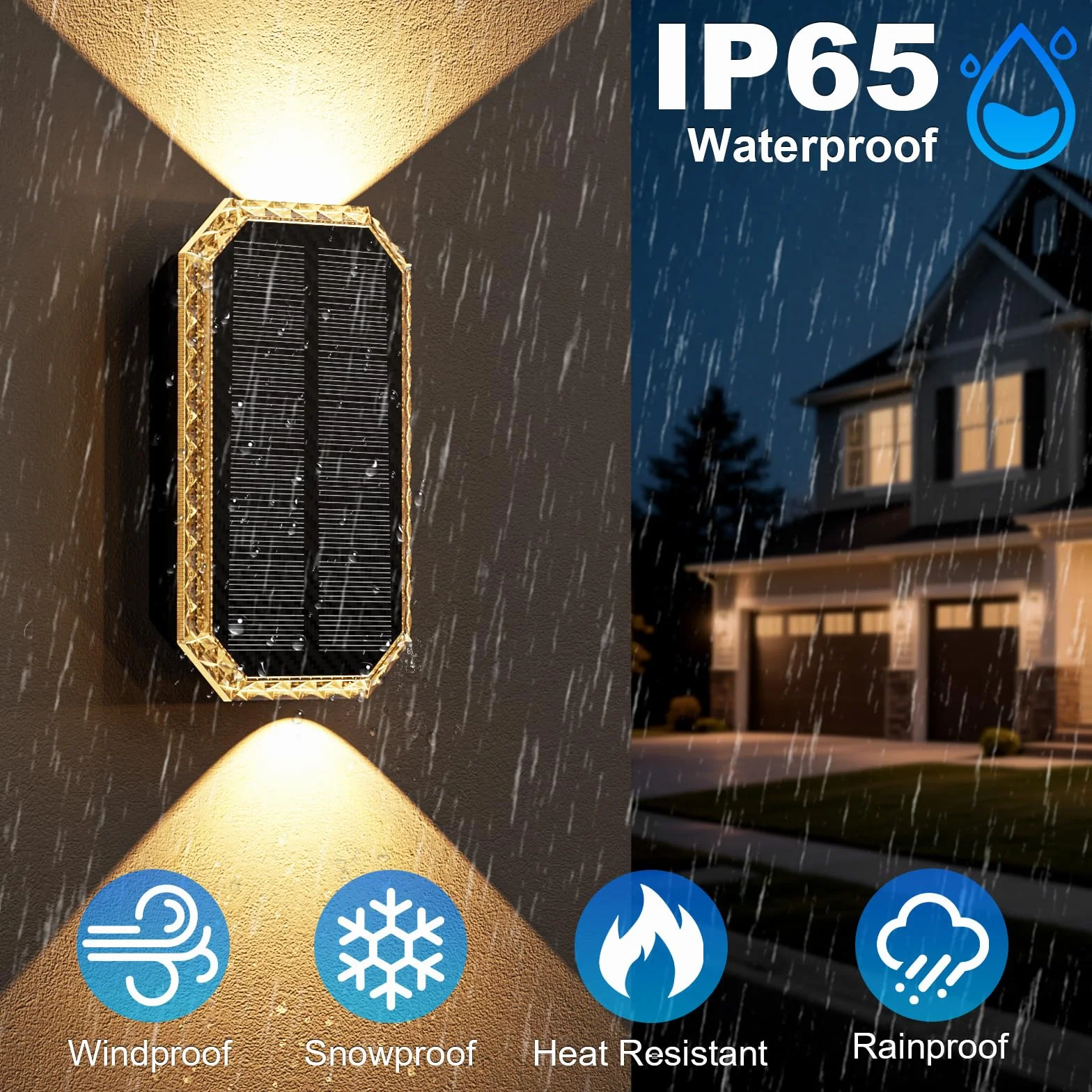 Aplique Solar de Pared IP65 Impermeable 1200mAh 3 Colores Luz Pack 4