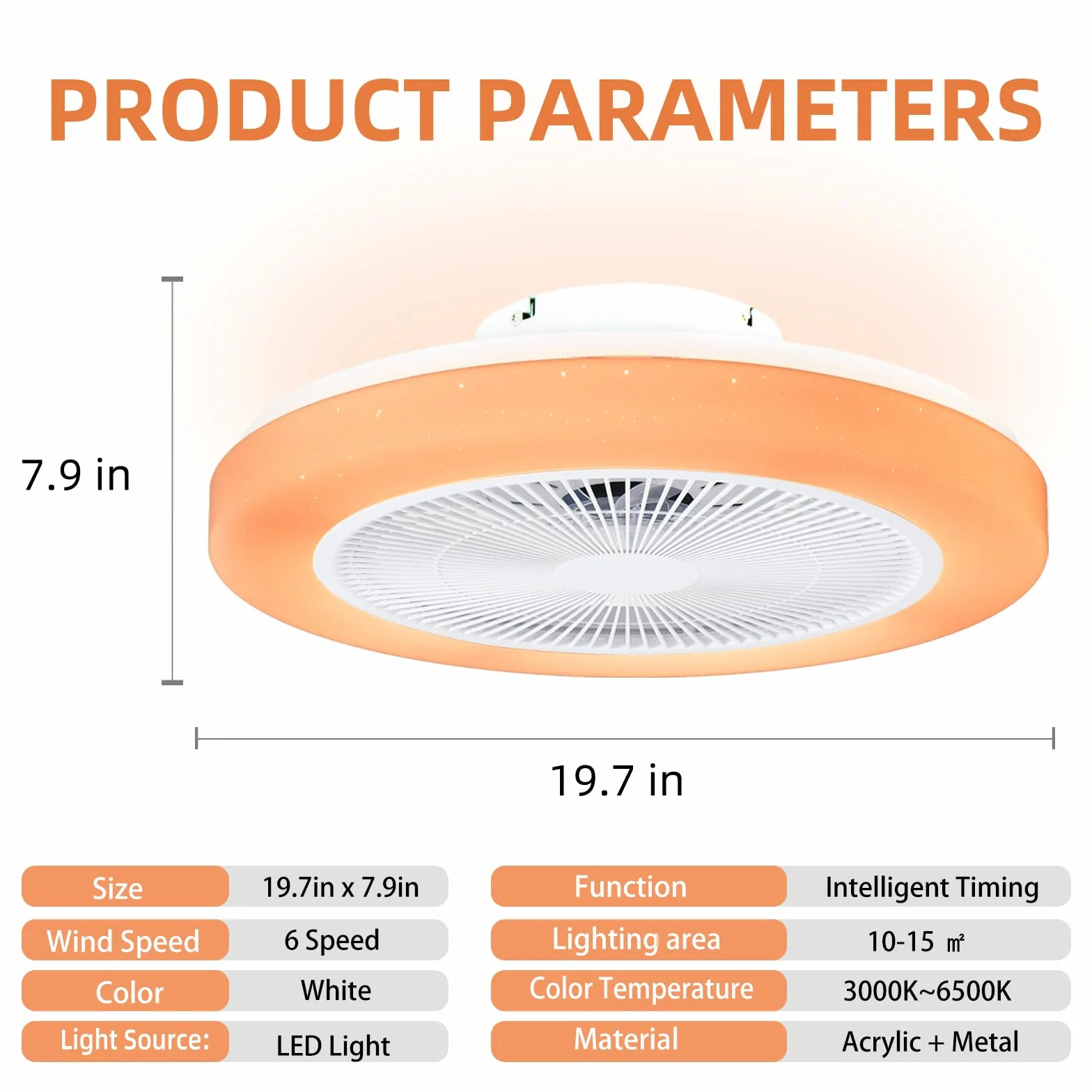 Ventilador de Techo Con Luz RGB,Moderno Regulable Ventiladores de Techo,50CM Reversible RGB Lampara Ventiladores de Techo,6 Velocidades LED Plafon Regulable con mando a distancia y APP (Blanco)