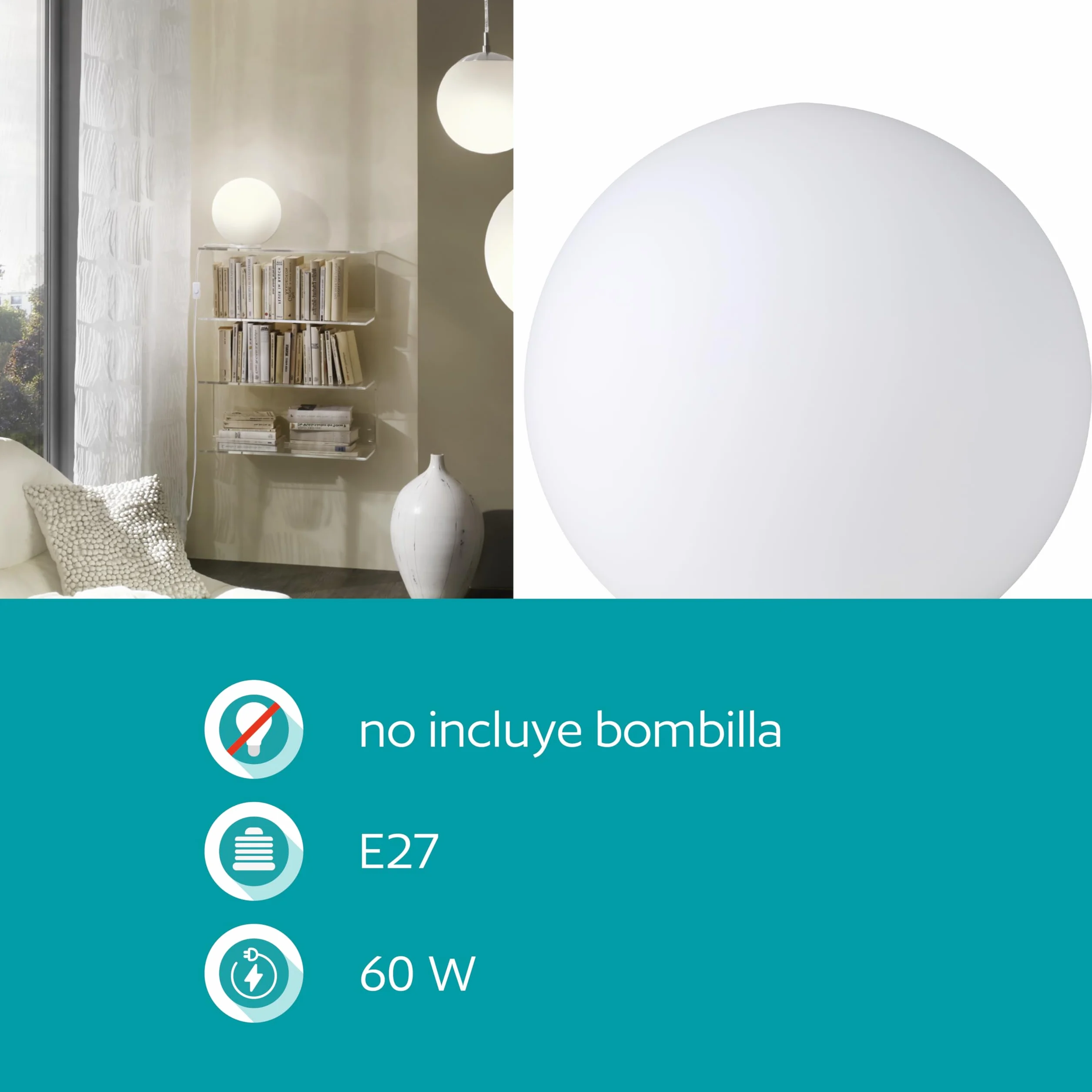 Eglo Rondo lámpara de mesa cristal opalino blanco mate E27 con interruptor