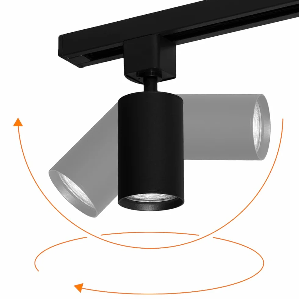 Qub Focus III Foco de techo monofásico 100 cm 3 cabezales GU10 riel de 1 m forma I negro extensible flexible LED iluminación de riel diseño moderno