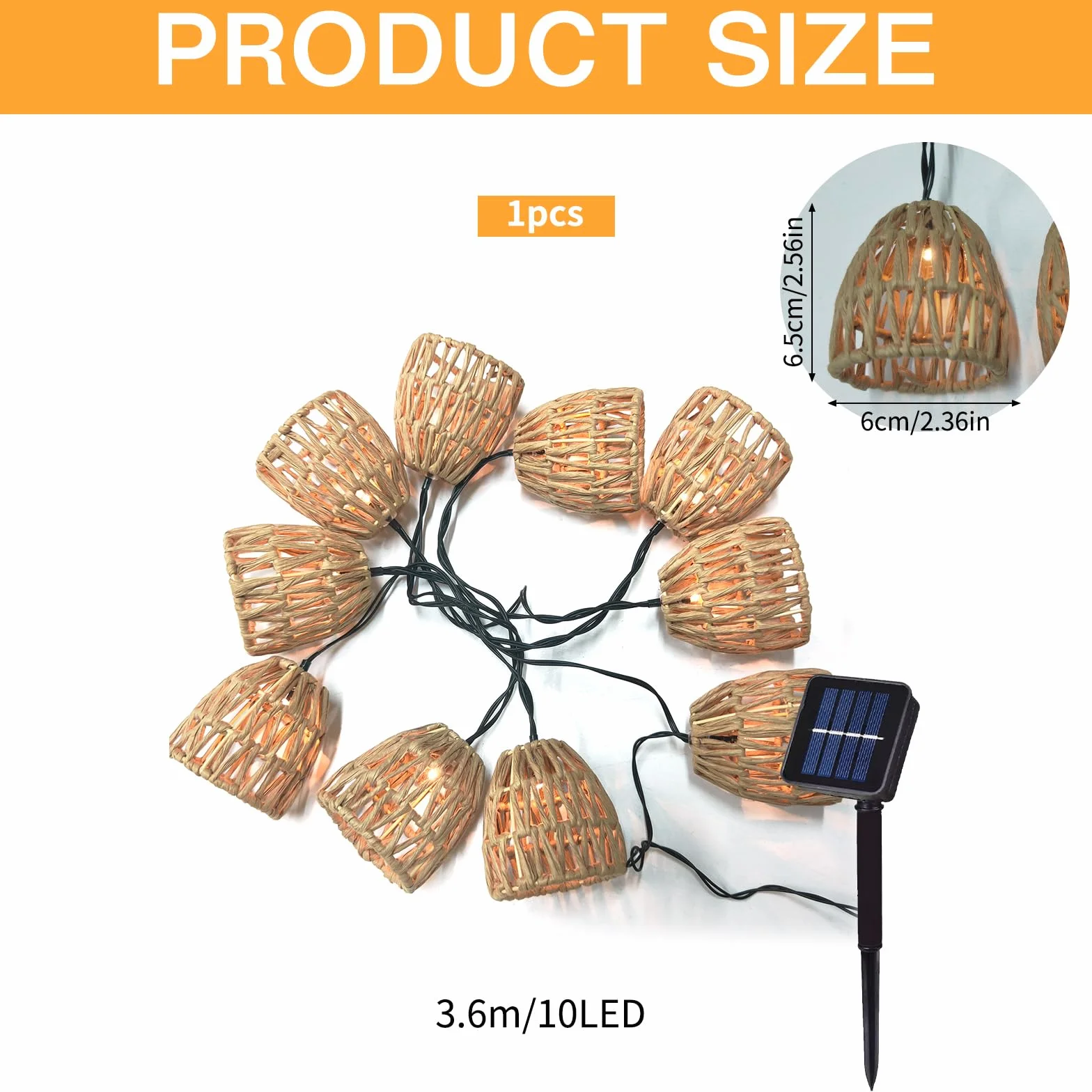 Guirnaldas Luces Exterior Solar Led 3.6m Cadena de Luz Solar para Jardin