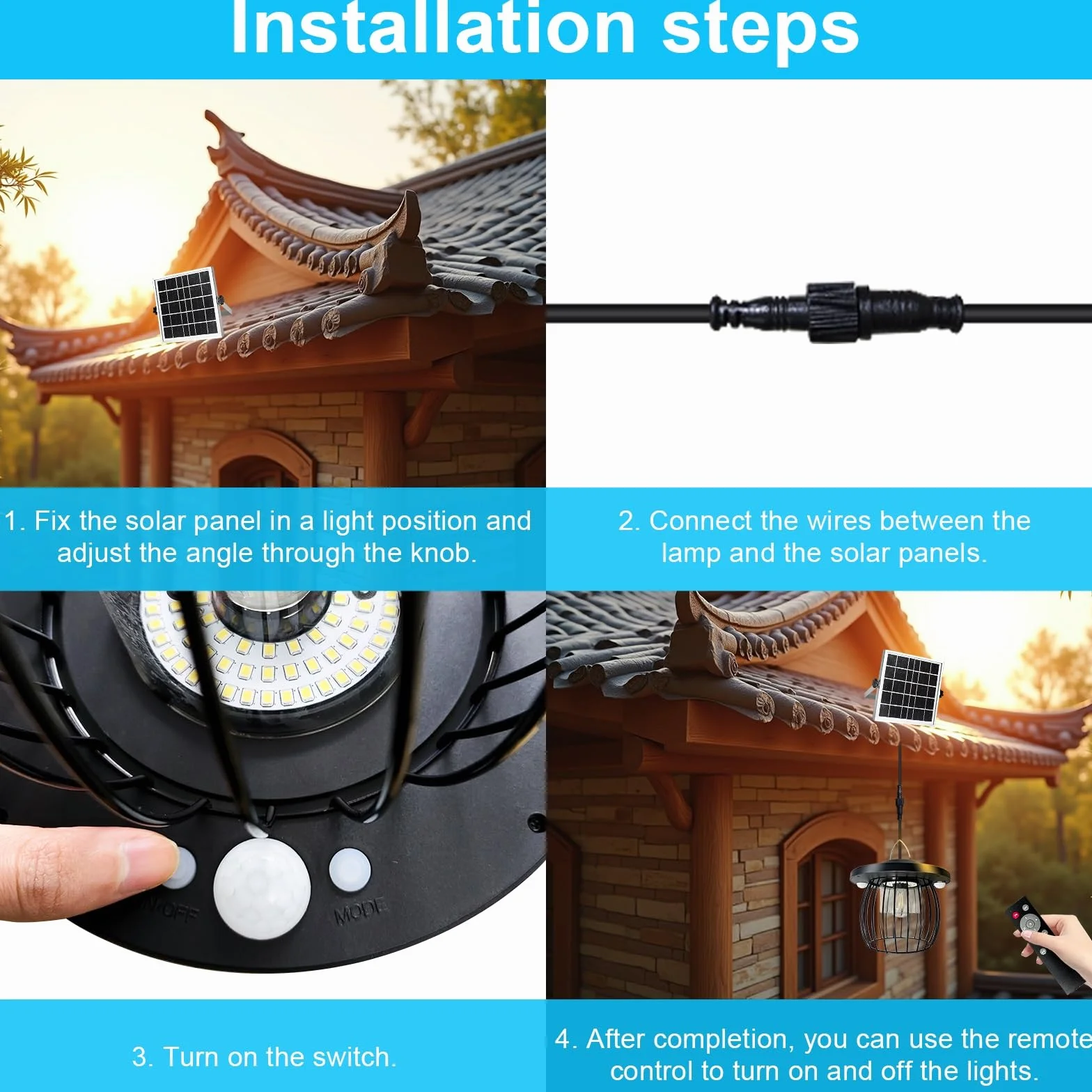 CREATESTAR Lámpara Solar Colgante Exterior, Luz Solar Exterior con Mando a Distancia, IP66 resistentes al agua, Lámparas Colgantes Solares para Jardín Terraza Patio Garaje Balcón Pabellón