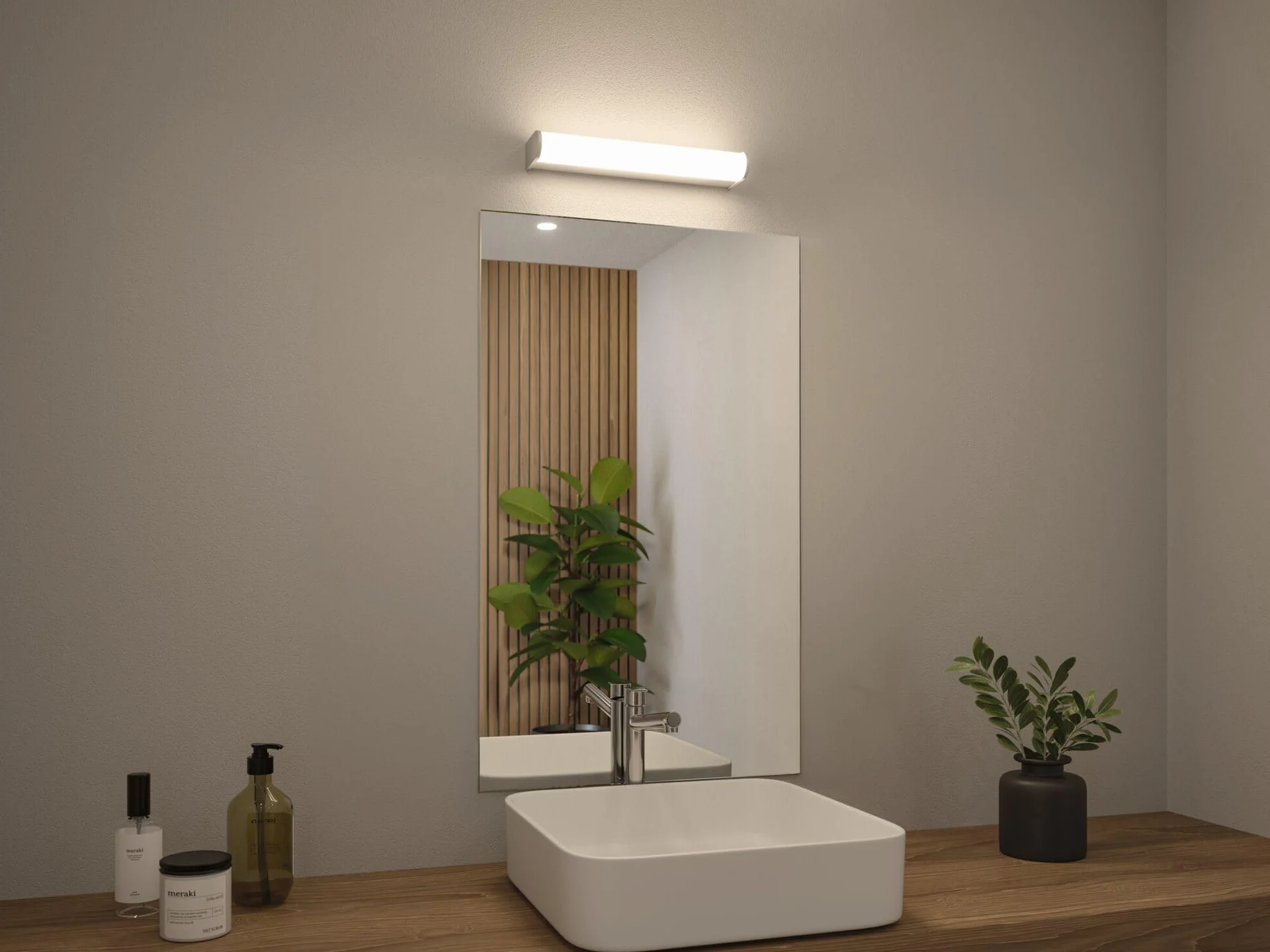 Paulmann 70879 Aplique LED Arneb incl. 1x9 W IP44, lámpara de techo, cromo, lámpara de baño, aluminio, acrílico, luminaria para espejo 3000 K