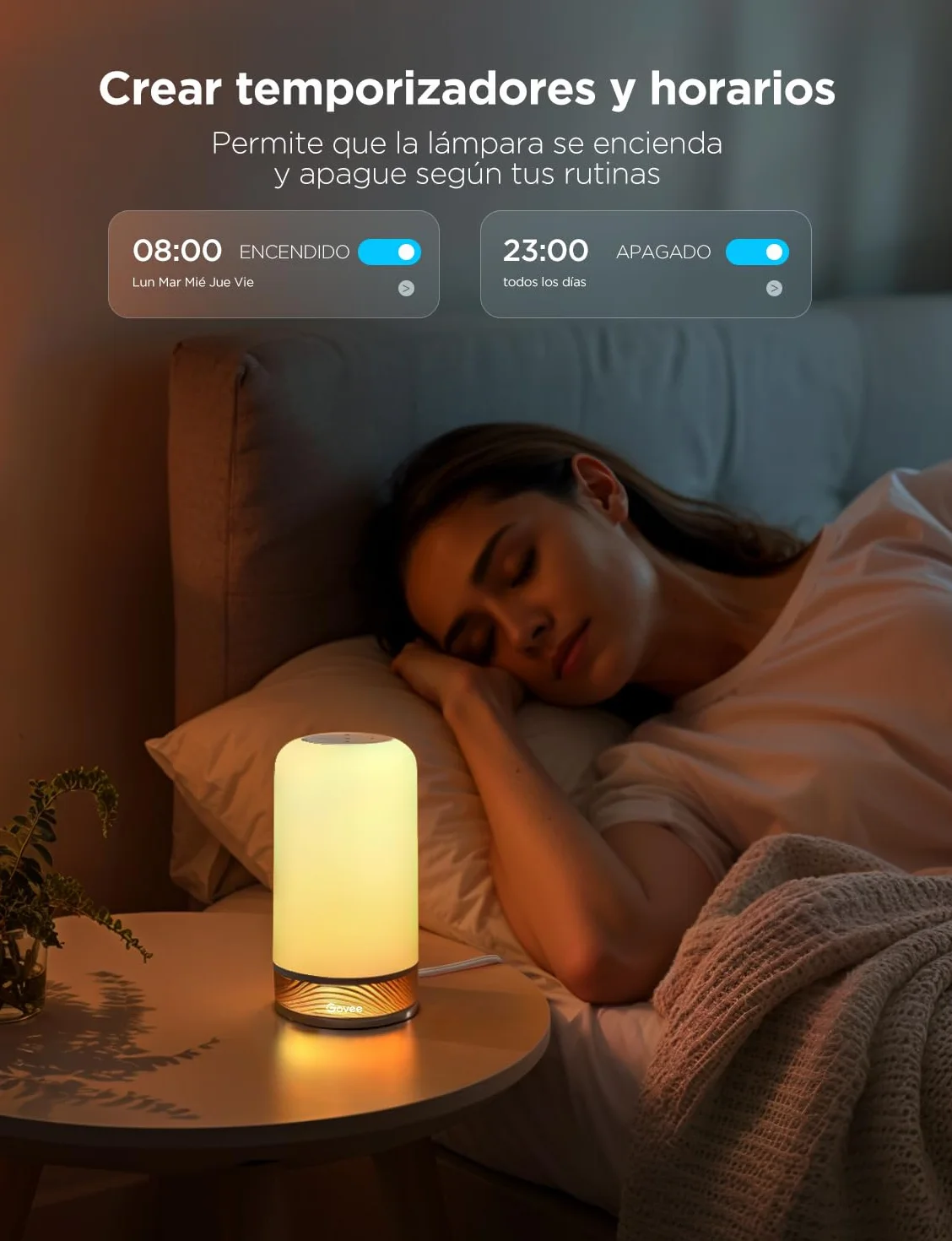 Govee Lamparas de Mesita de Noche Tactiles RGBICWW LED Regulable, 70+ Modos de Escena, 2700-6500K, Compatible con Alexa, Funciona con Matter