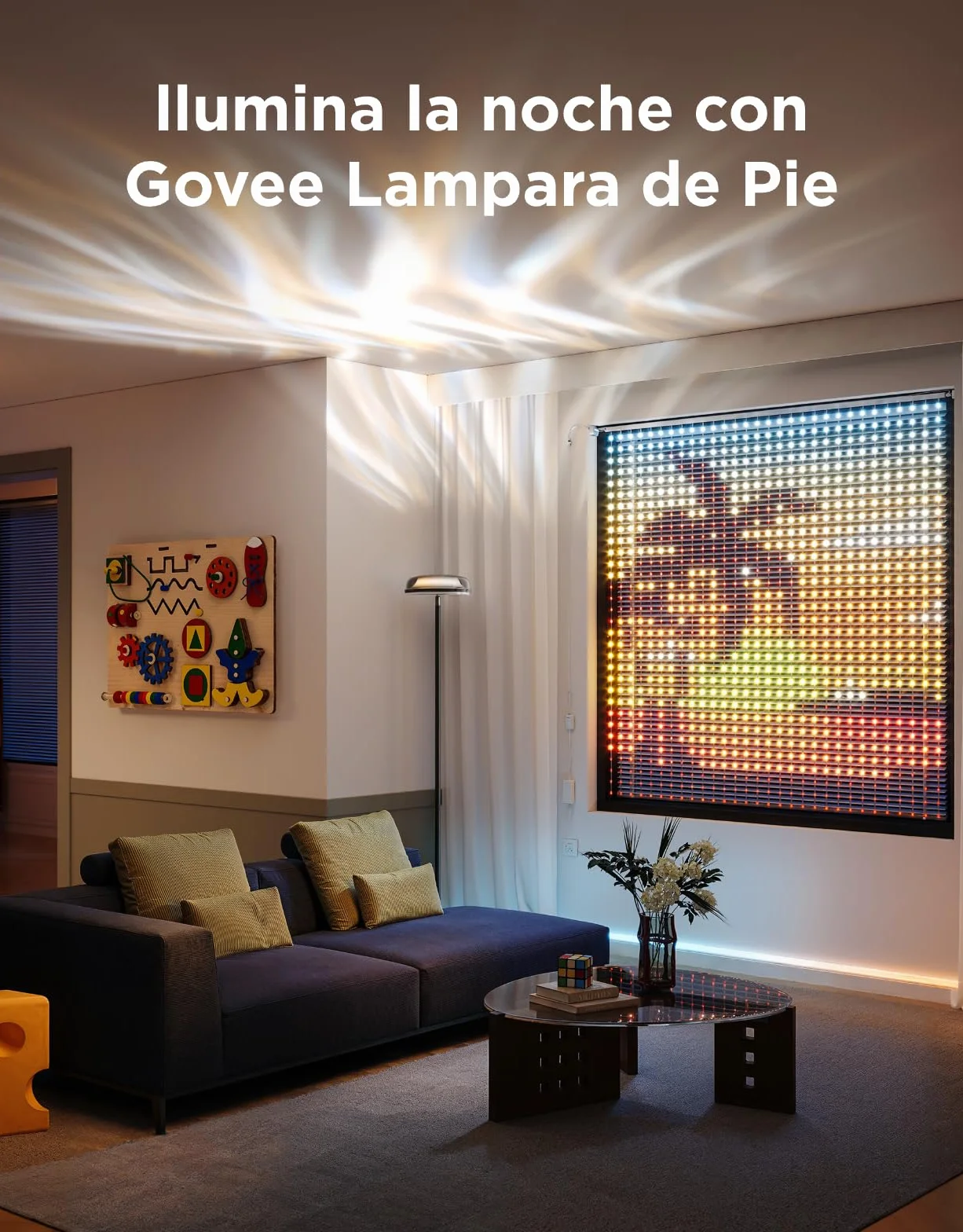 Govee Lámpara de Pie RGBIC 3 Zonas, 1000lm 2700-6500K, Compatible con Matter Alexa, 80+ Modos de Escena