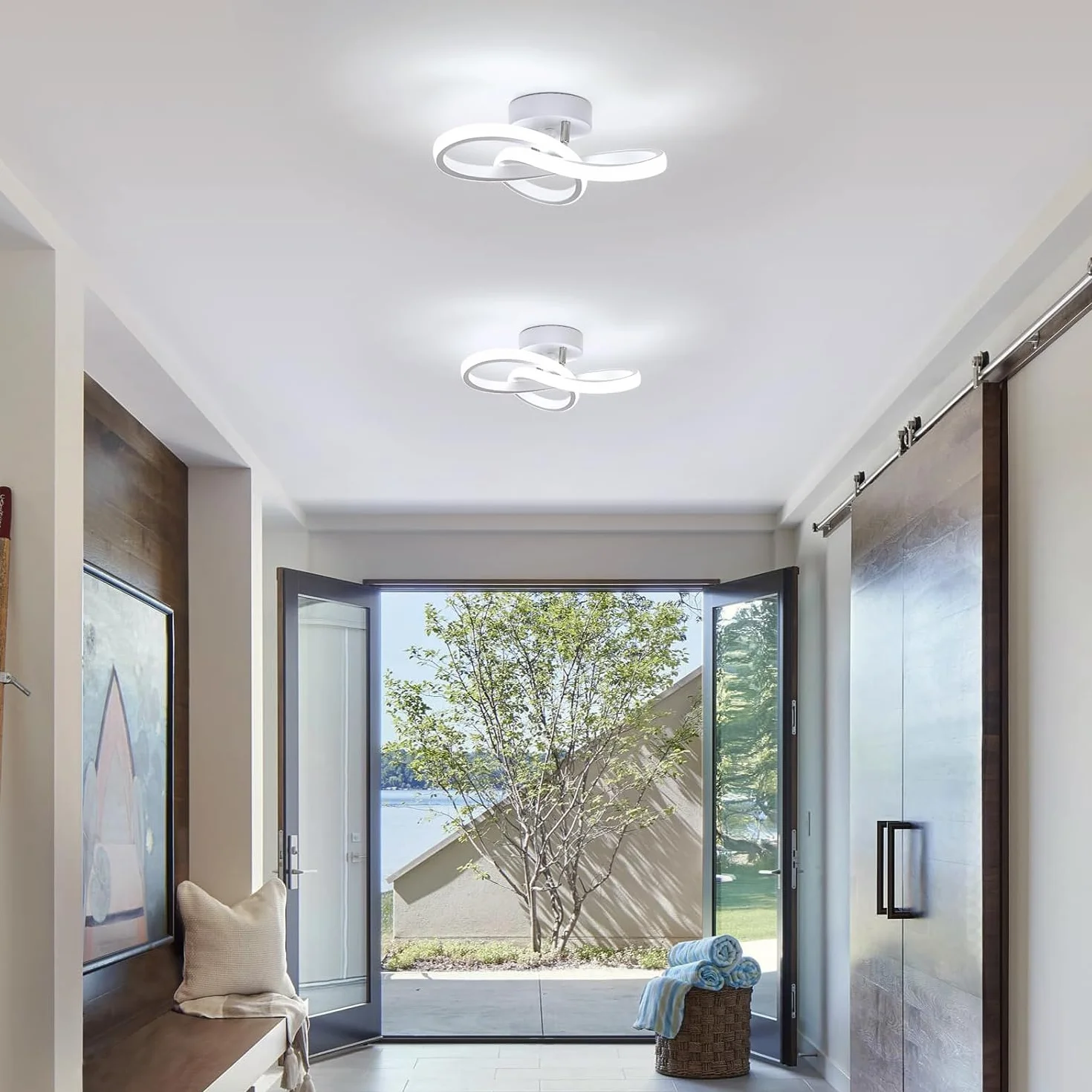 Comely Moderna Lámpara de Techo LED 22W Plafón Blanco, Diseño Flor para Dormitorio Sala de Estar Cocina