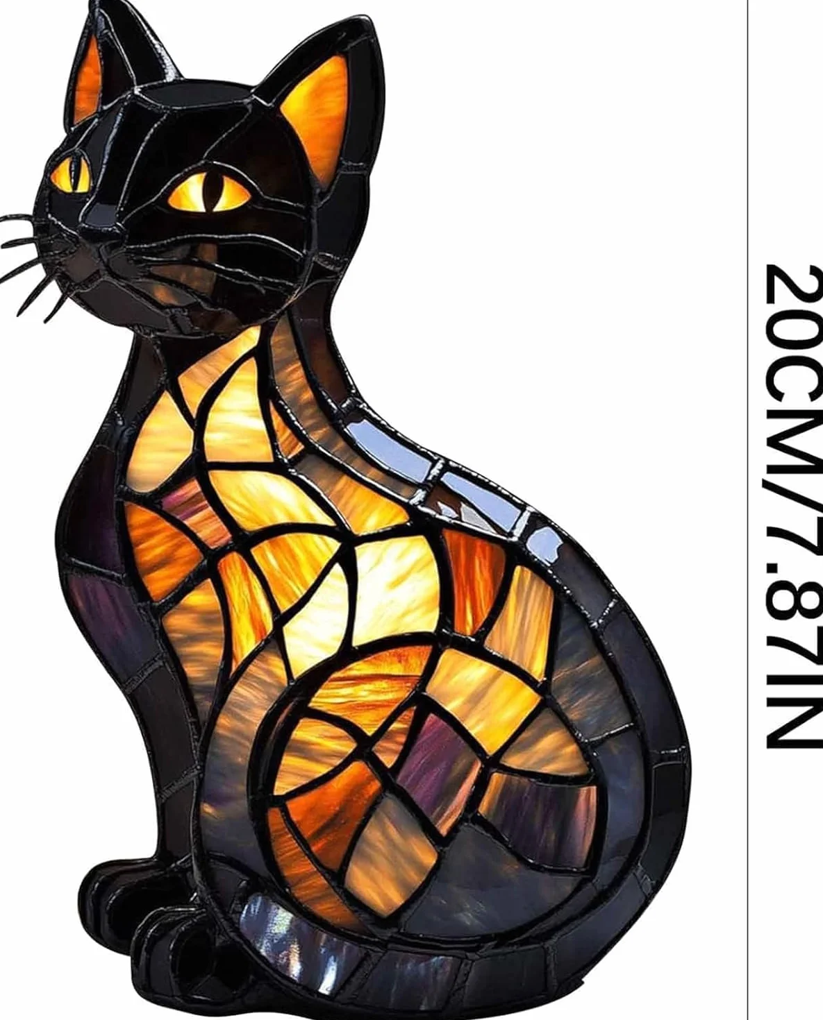 Solymall Glowkitty Cat Lamp Stained Glass Retro Resin Tabletop Night Light 3D Cute Pet LED Table Light