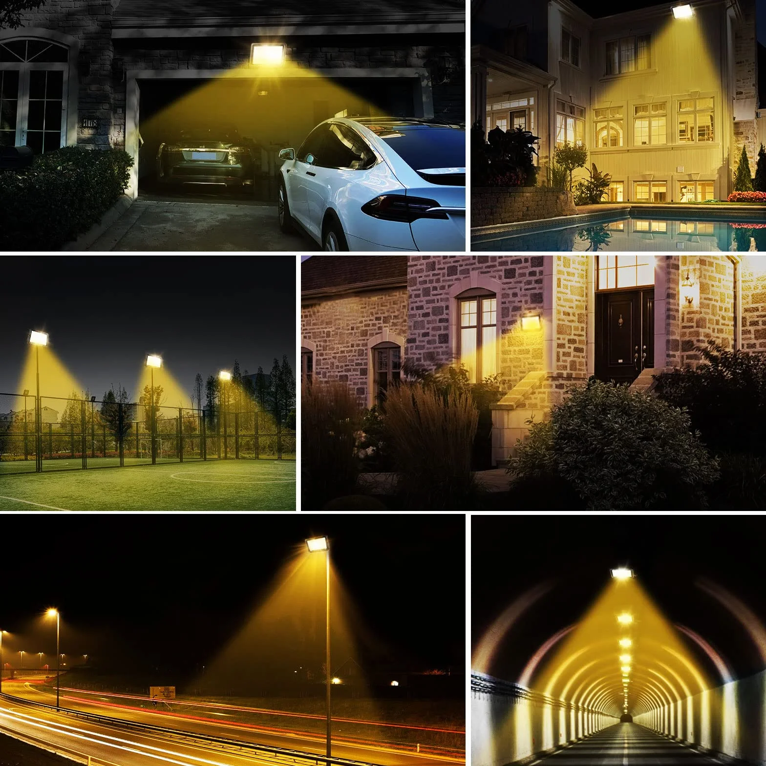 100W Focos Led Exterior 3000K Blanco Cálido Proyector LED IP65 Impermeable Luz de Seguridad para Iluminación Jardin Garaje Porche Foco Balcón Césped