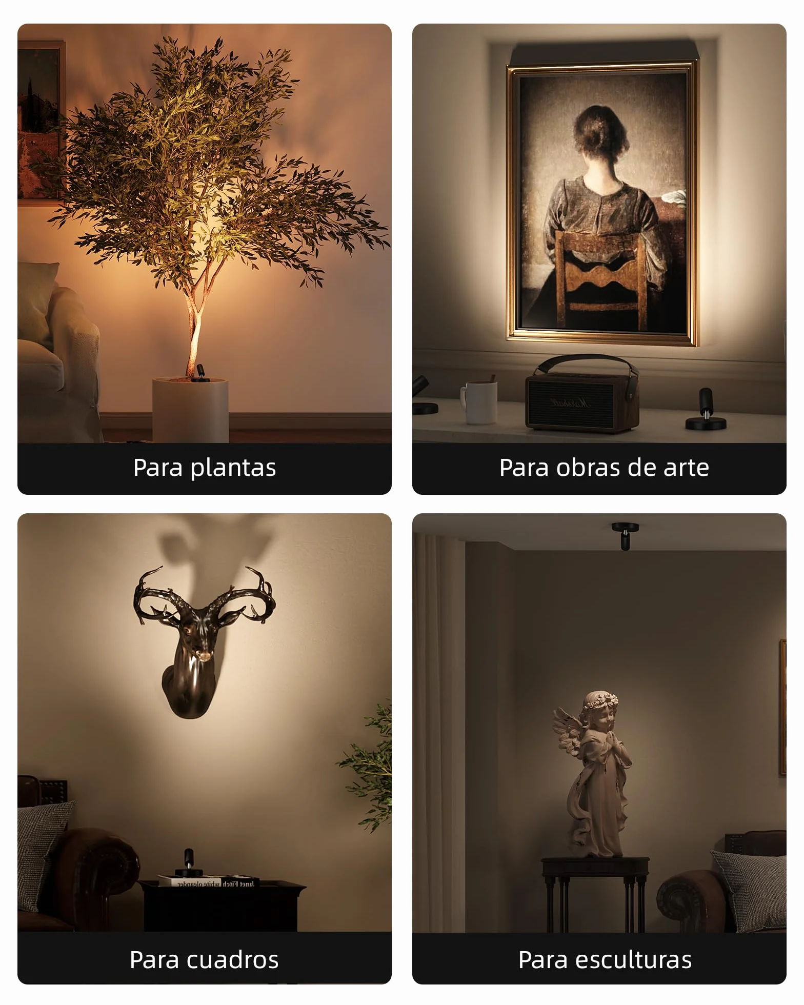 EZVALO Foco LED Inalámbrico 5500 mAh con Mando a Distancia y Temporizador, 3 Temperaturas de Color, Negro (2 Pieza)
