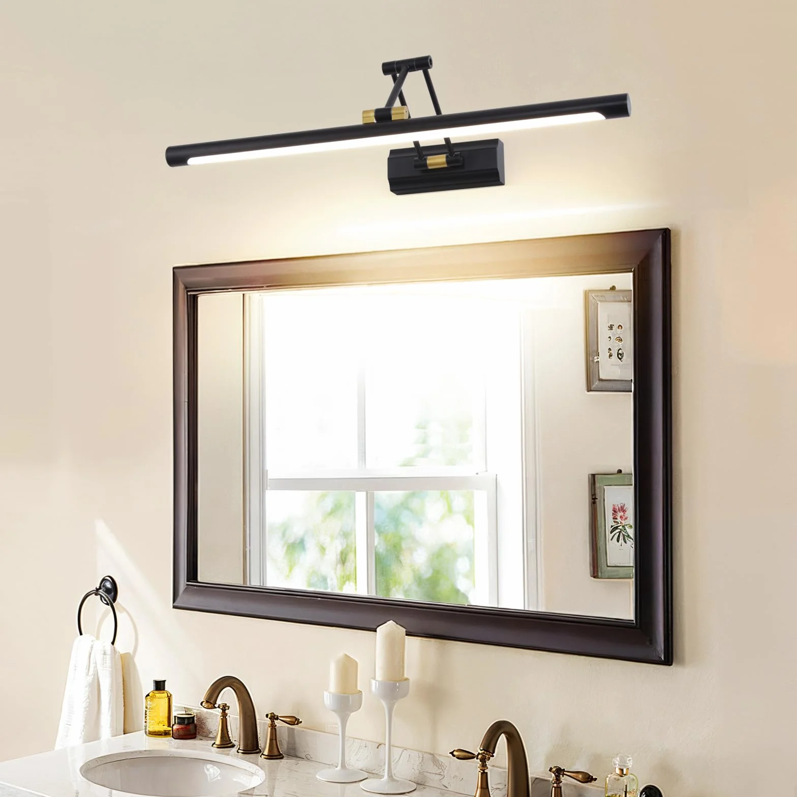 LED Luz de Espejo de Baño 12W 57CM, Iluminación Interior para Armario, Cuadro y Maquillaje - 4000K IP44