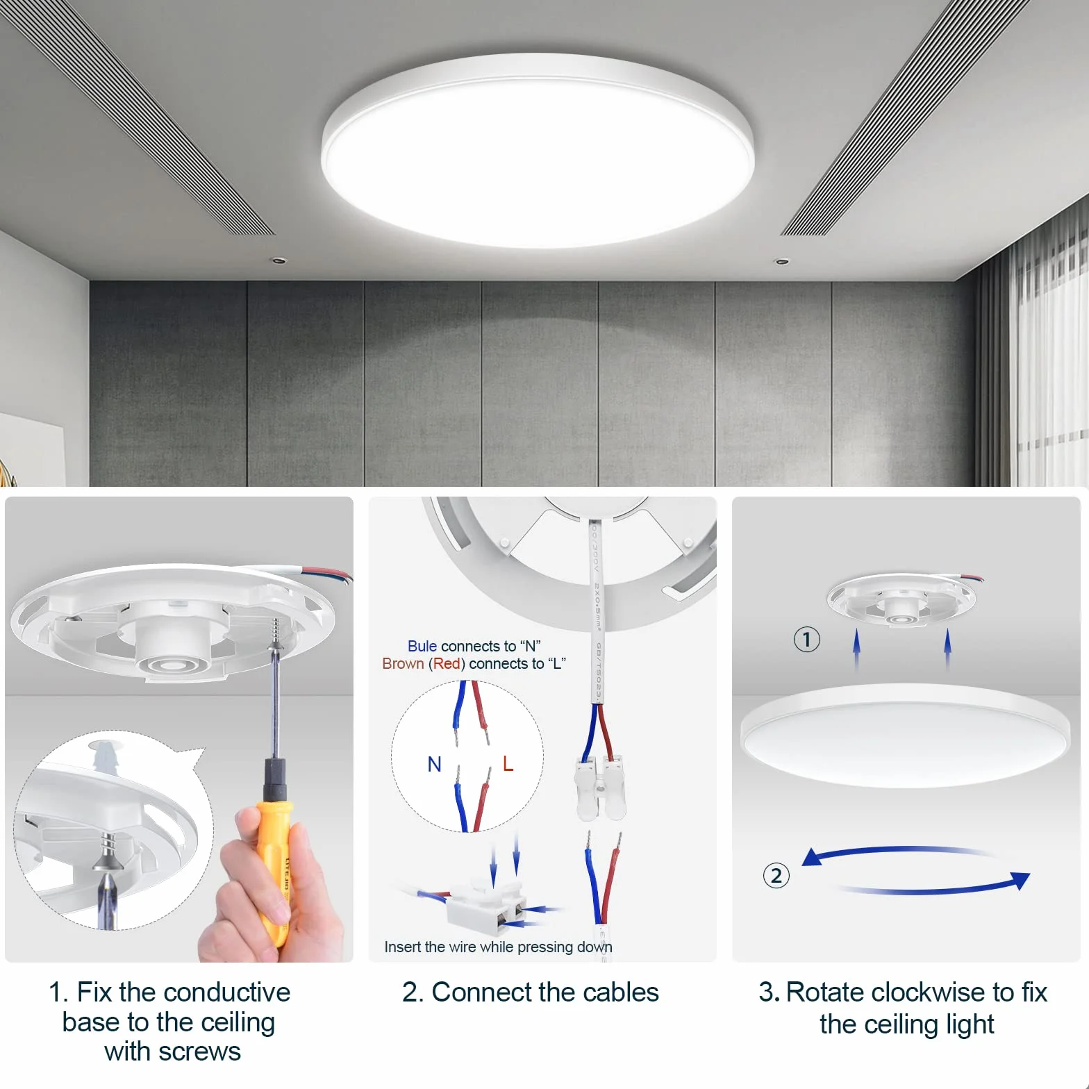 Lámpara Techo LED 30W RGB Regulable 2700K-6500K Compatible con Alexa & Google Home
