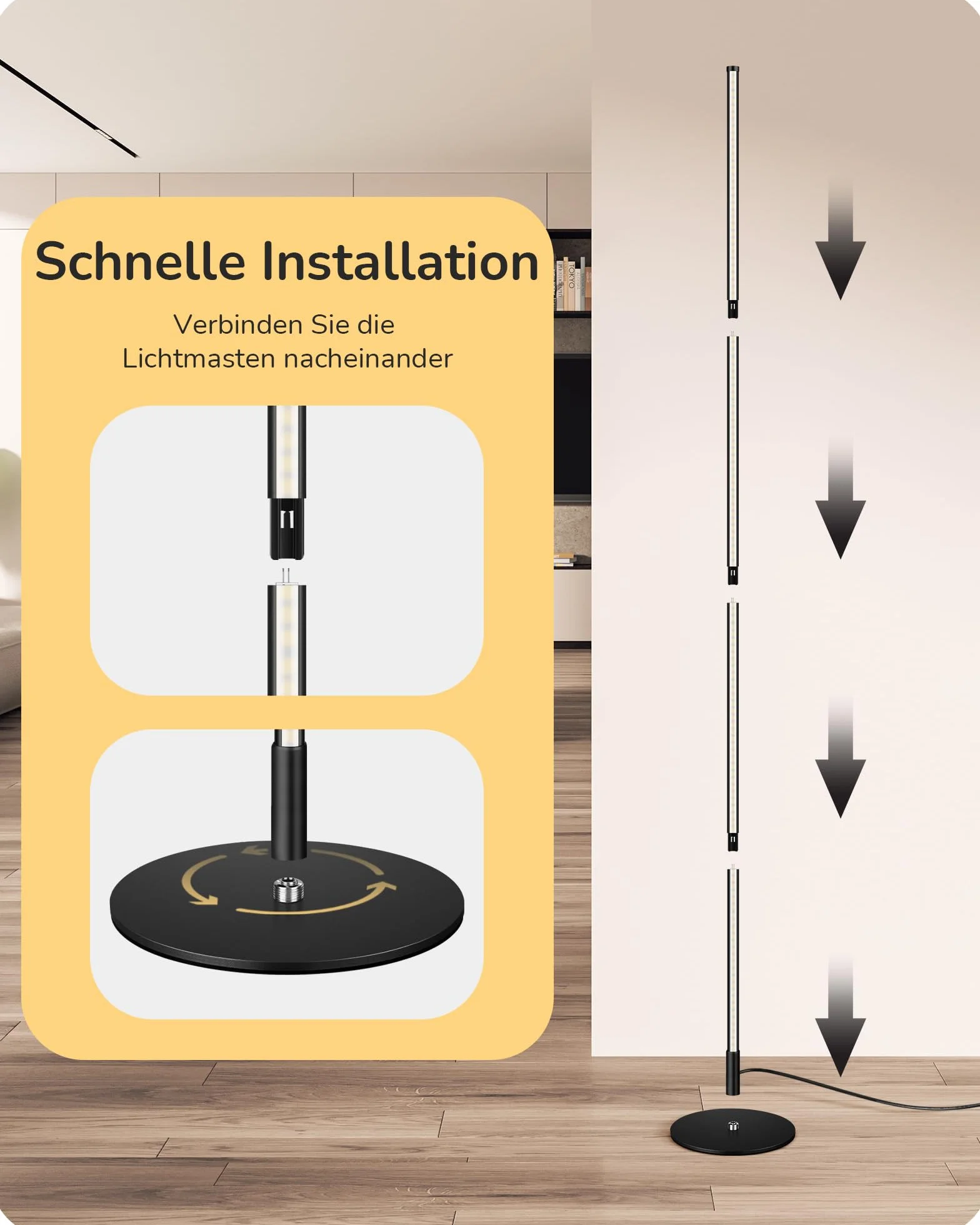 EDISHINE Lámpara LED de pie intensidad variable continua 3000K luz blanca cálida interruptor de pie moderna dormitorio sala de estar