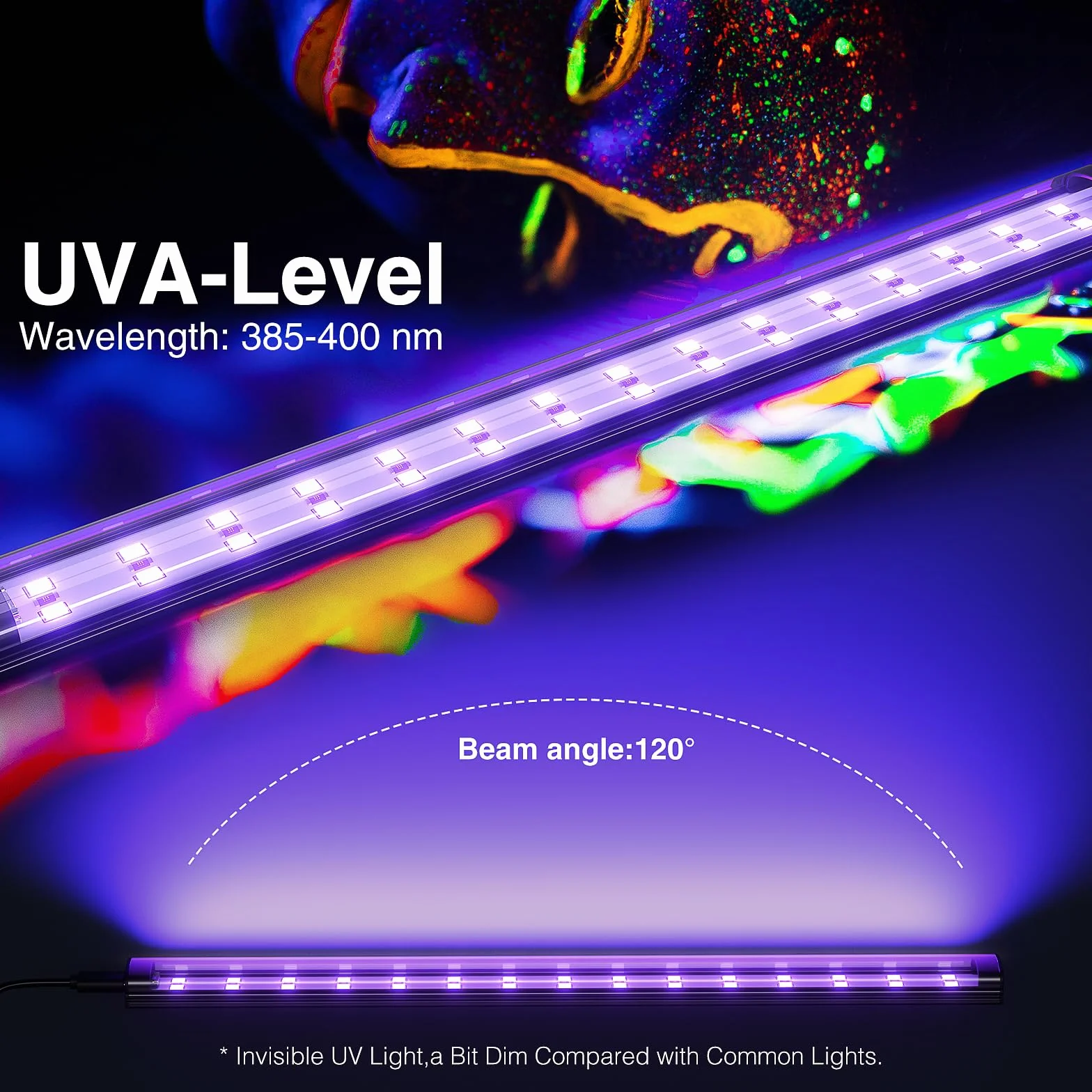 Onforu 10W tubo de luz negra, USB 28cm lámpara, 385-400nm luz UV, negra LED UV bar para discoteca, club, fiesta de resplandor, accesorios de fiesta, decoración de Halloween,4pcs