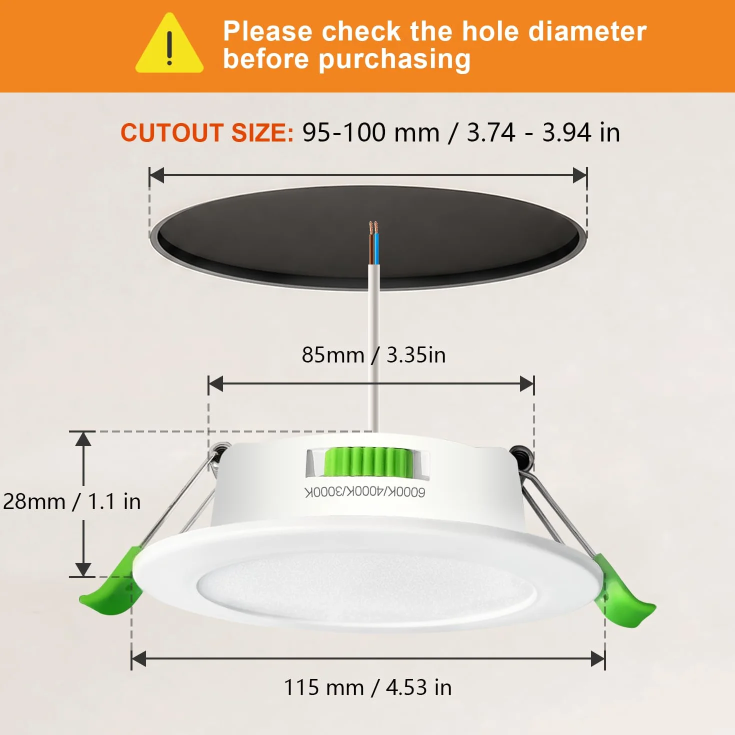 IP44 Downlight LED Techo Empotrable 7W Regulables 3000K/4000K/6000K 5%-100% AC220-240V Orificio 95-100mm Pack 5