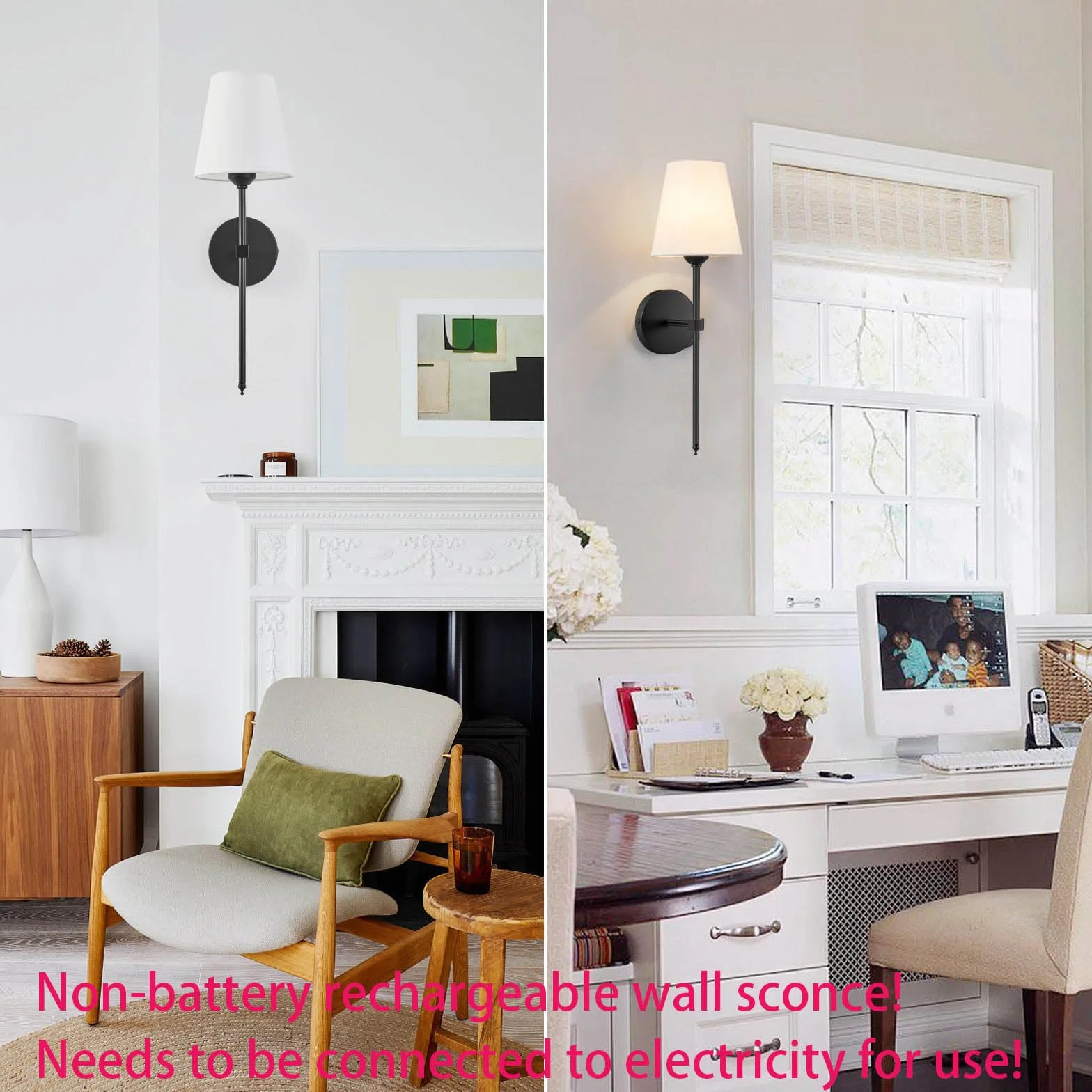 KUAUGST - Juego de 2 apliques de pared industriales retro, apliques de cambiador de baño, iluminación de pared con visualización de tela blanca, adecuado para recámara, sala de estar, pasillo y cocina
