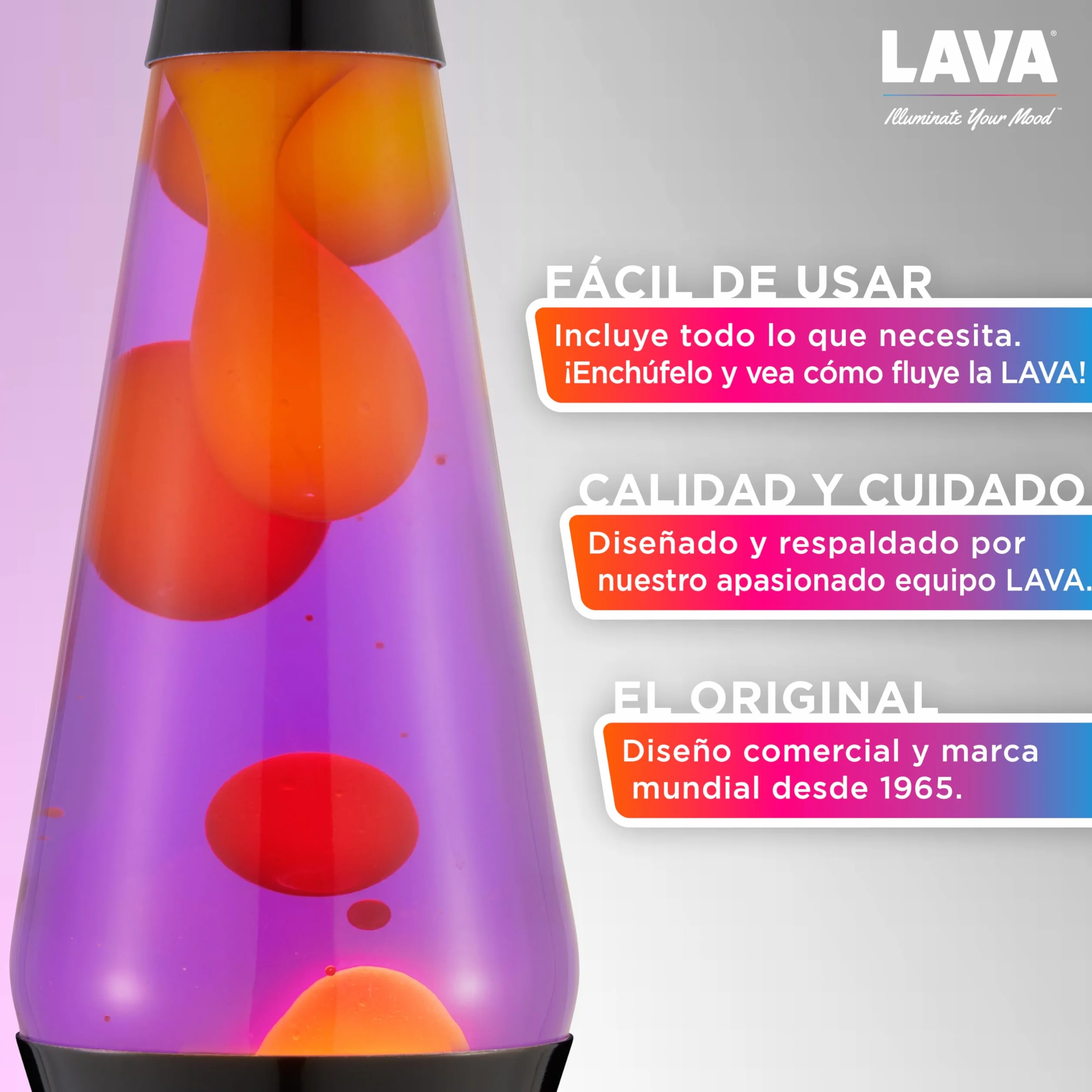 LAVA Lámpara Lava 14,5 pulgadas cera amarilla líquido morado original