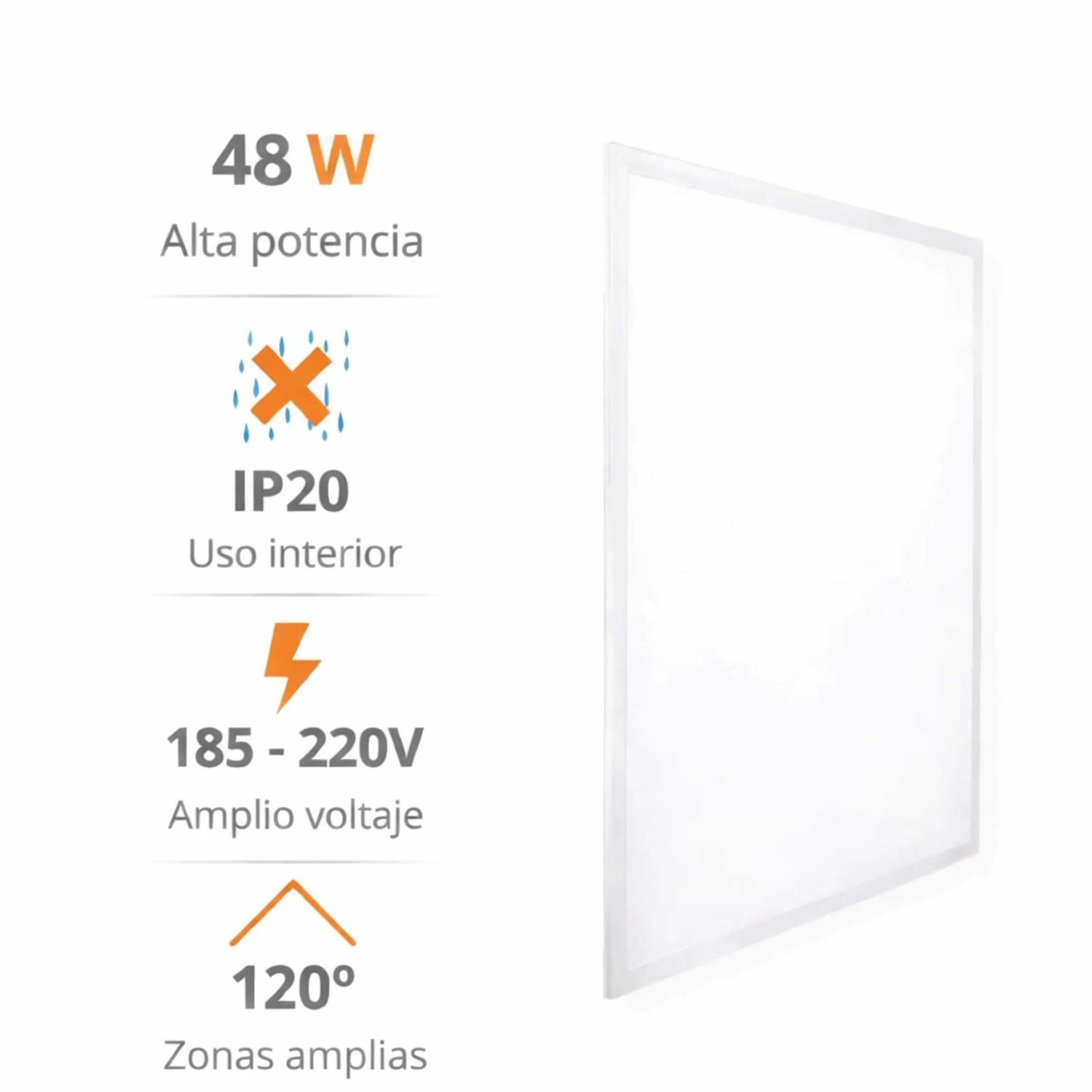 Panel LED Retroiluminado 60x60cm 48W Blanco Frío 6000K 4500 lúmenes Pack x4