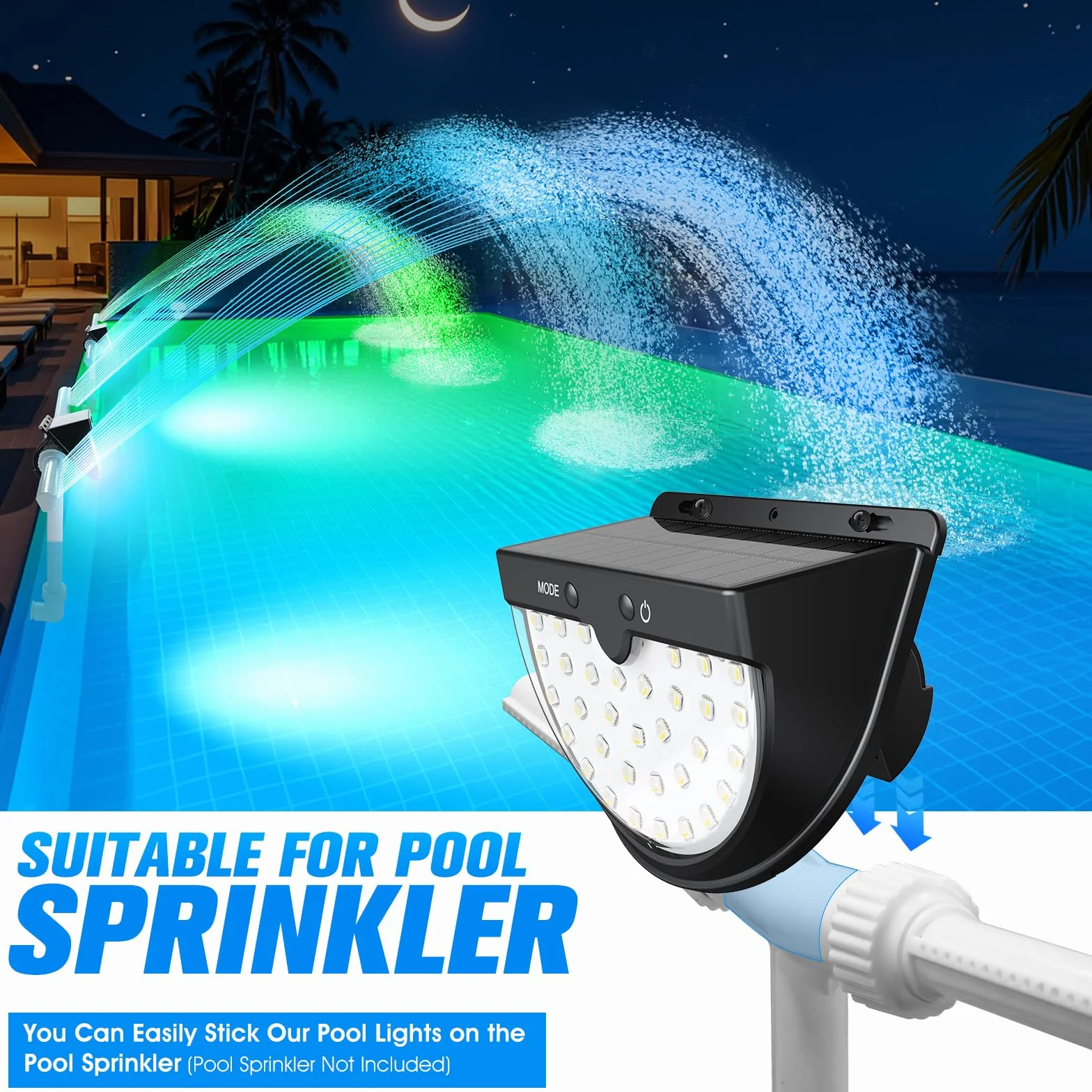 PoolLeader Luces Piscina Solares LED Multicolor Impermeable Antigolpes para Piscinas Elevadas