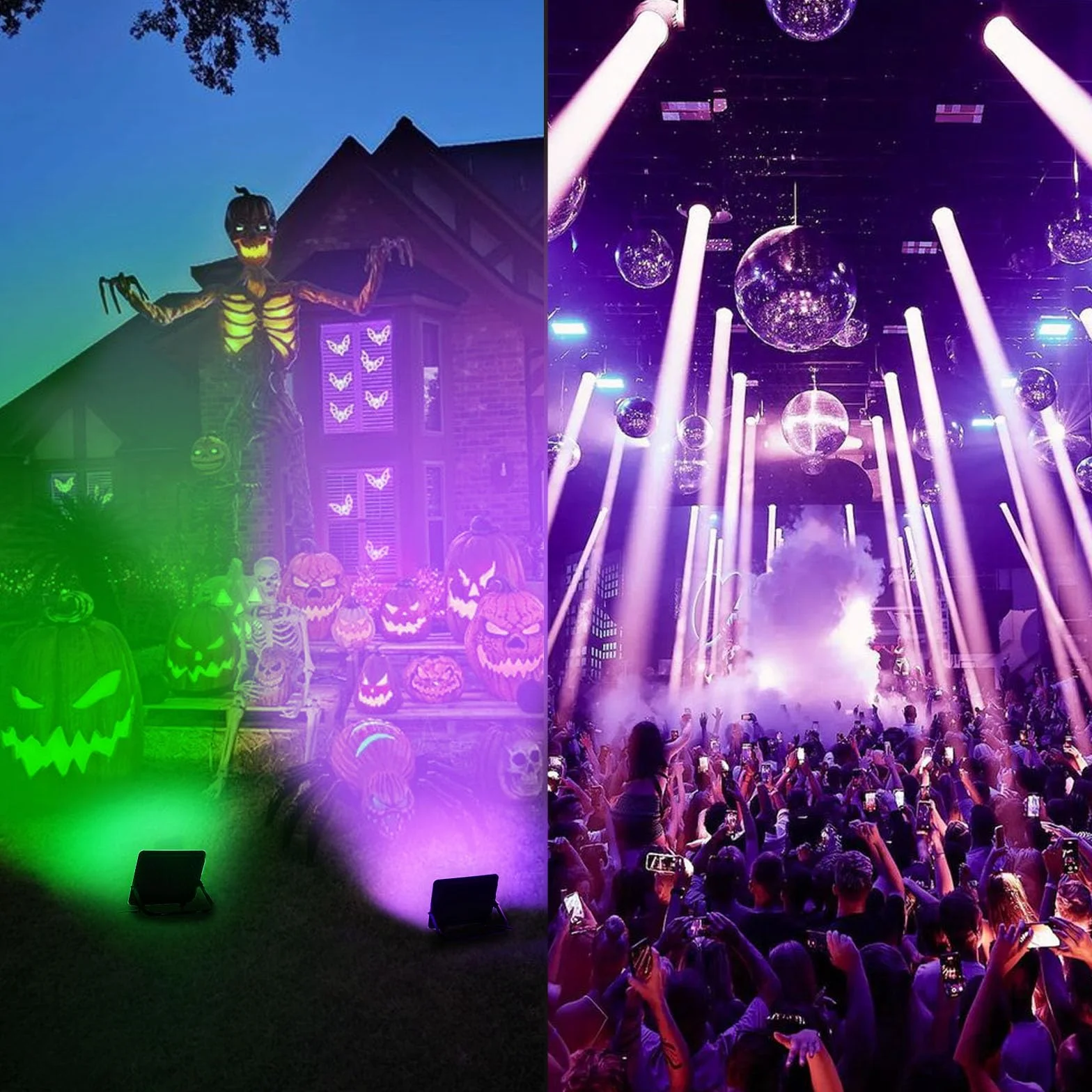 Foco LED RGB de 50 W para exteriores, luces de inundación RGB coloridas con enchufe estándar británico, foco que cambia de color, luces de fiesta regulables para DJ, discoteca, jardín