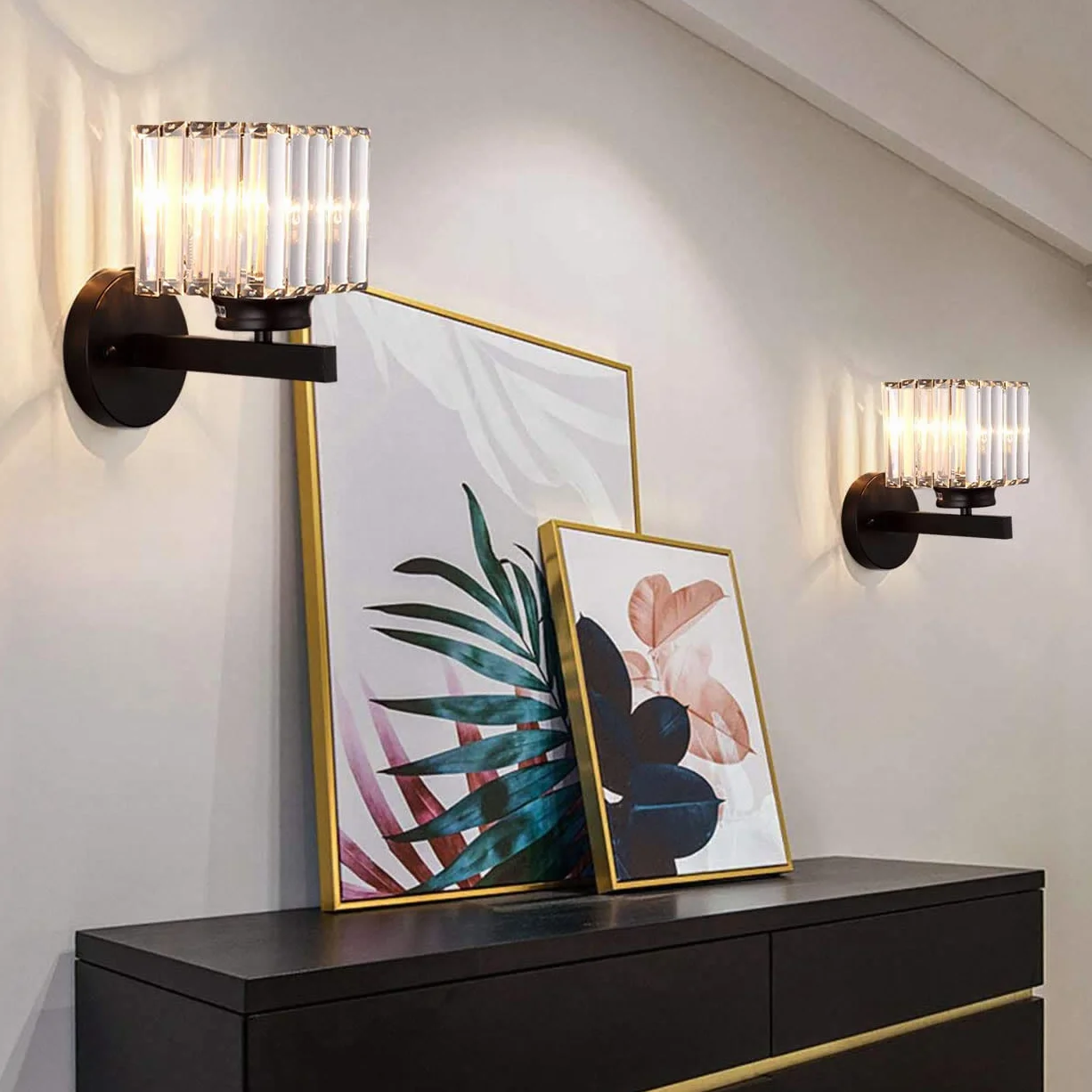 Lámpara de pared retro de cristal negro E27 para interior, salón, dormitorio