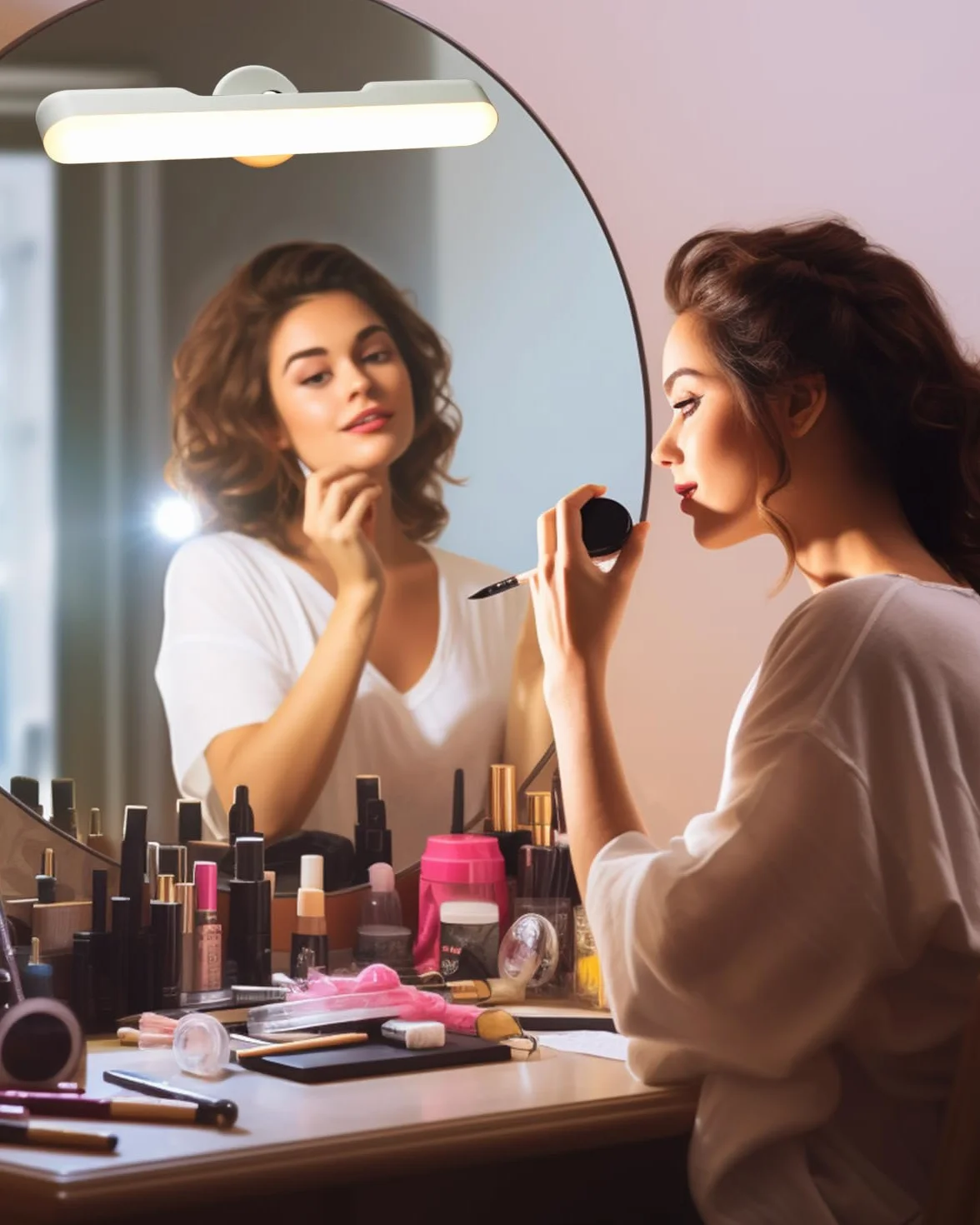 Iluminación LED de Maquillaje Recargable 4000 mAh Regulable para Lámpara de Tocador, Rotación 360°