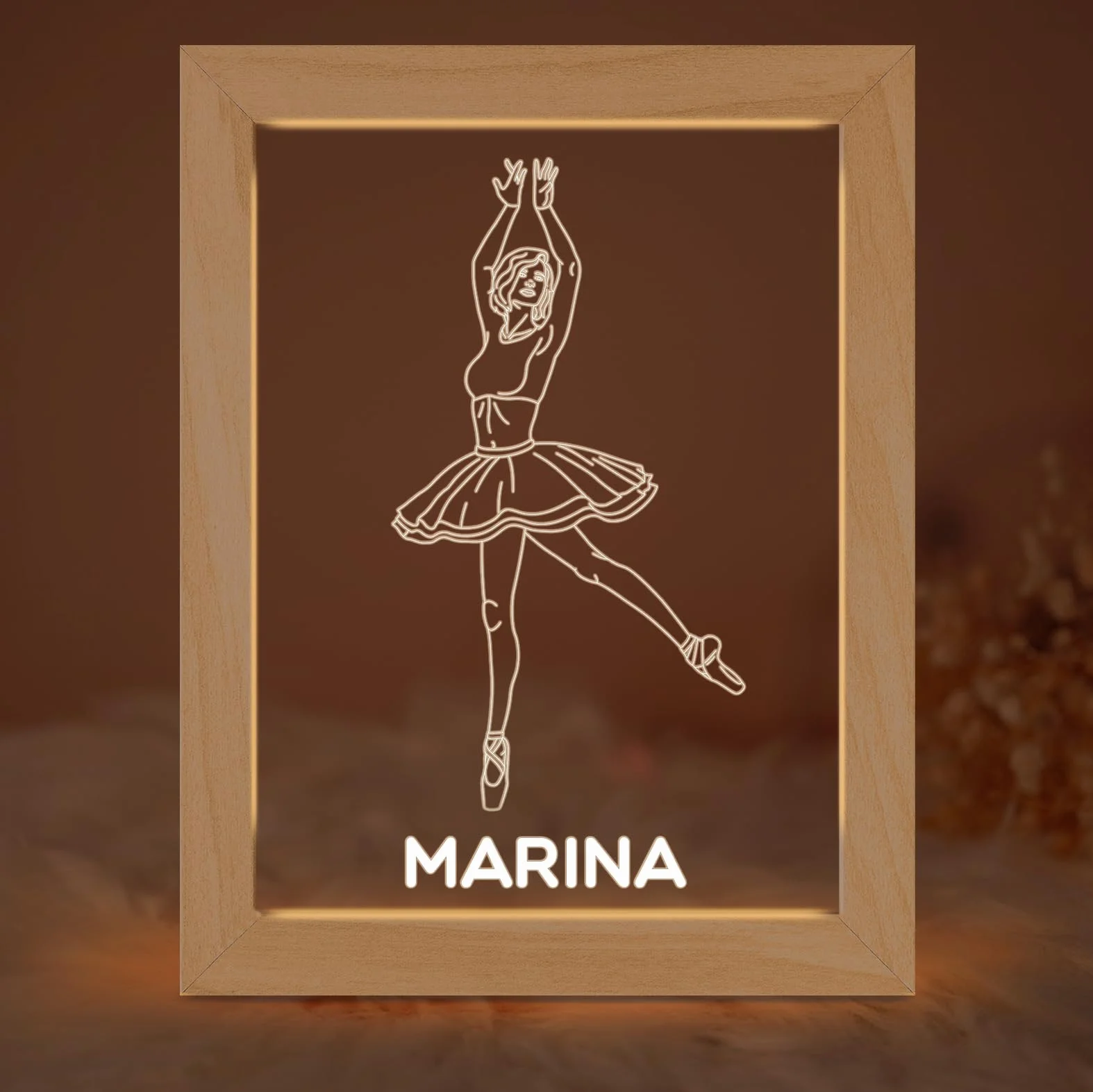 Lámpara Personalizada Bailarina con Nombre LED Nocturna Mesita de Noche Decoración Regalo Original