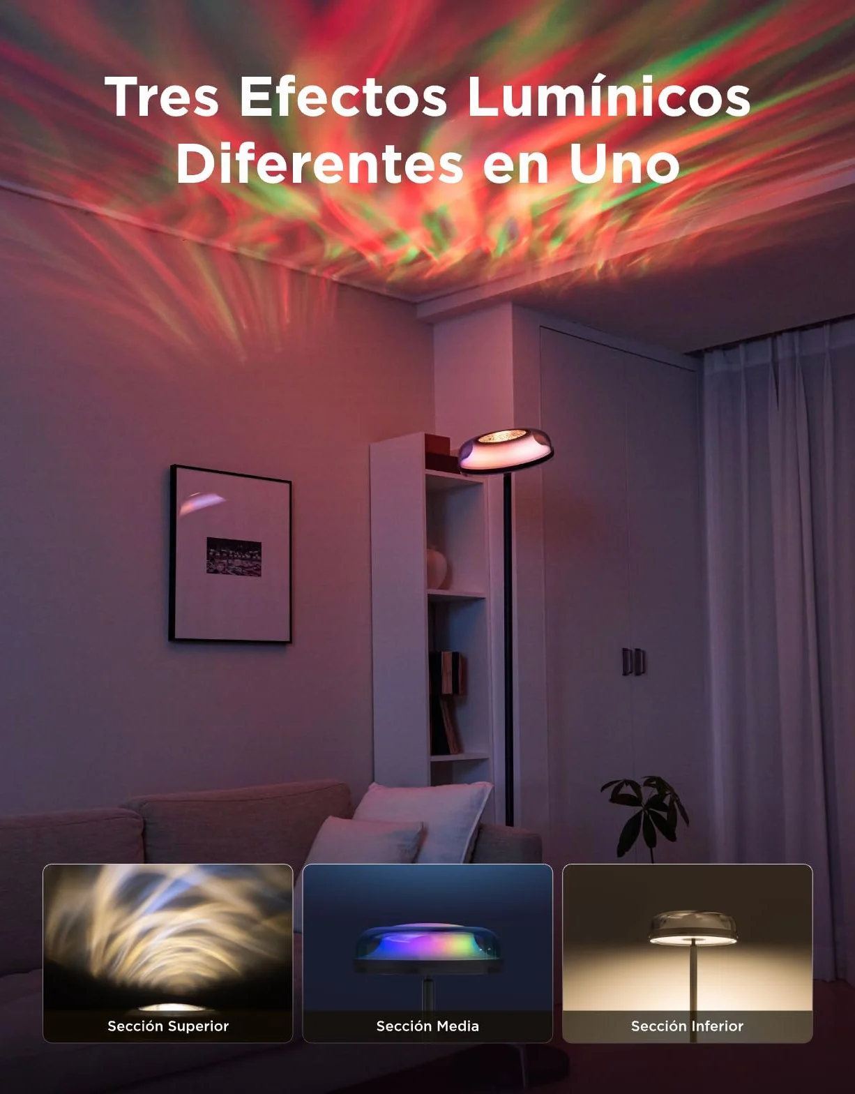 Govee Lámpara de Pie RGBIC 3 Zonas, 1000lm 2700-6500K, Compatible con Matter Alexa, 80+ Modos de Escena