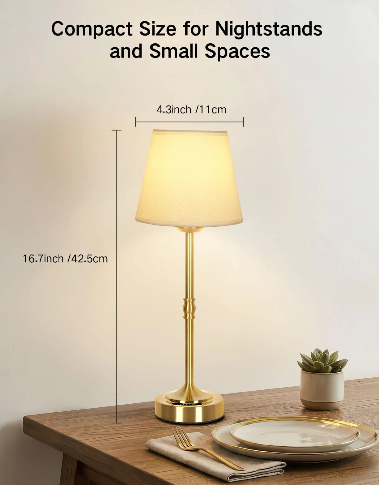 OUTON 2 Piezas Lámparas LED Recargables Inalámbricas Táctil Regulable 3 Temperaturas 5200mAh USB-C 60h Autonomía Oro
