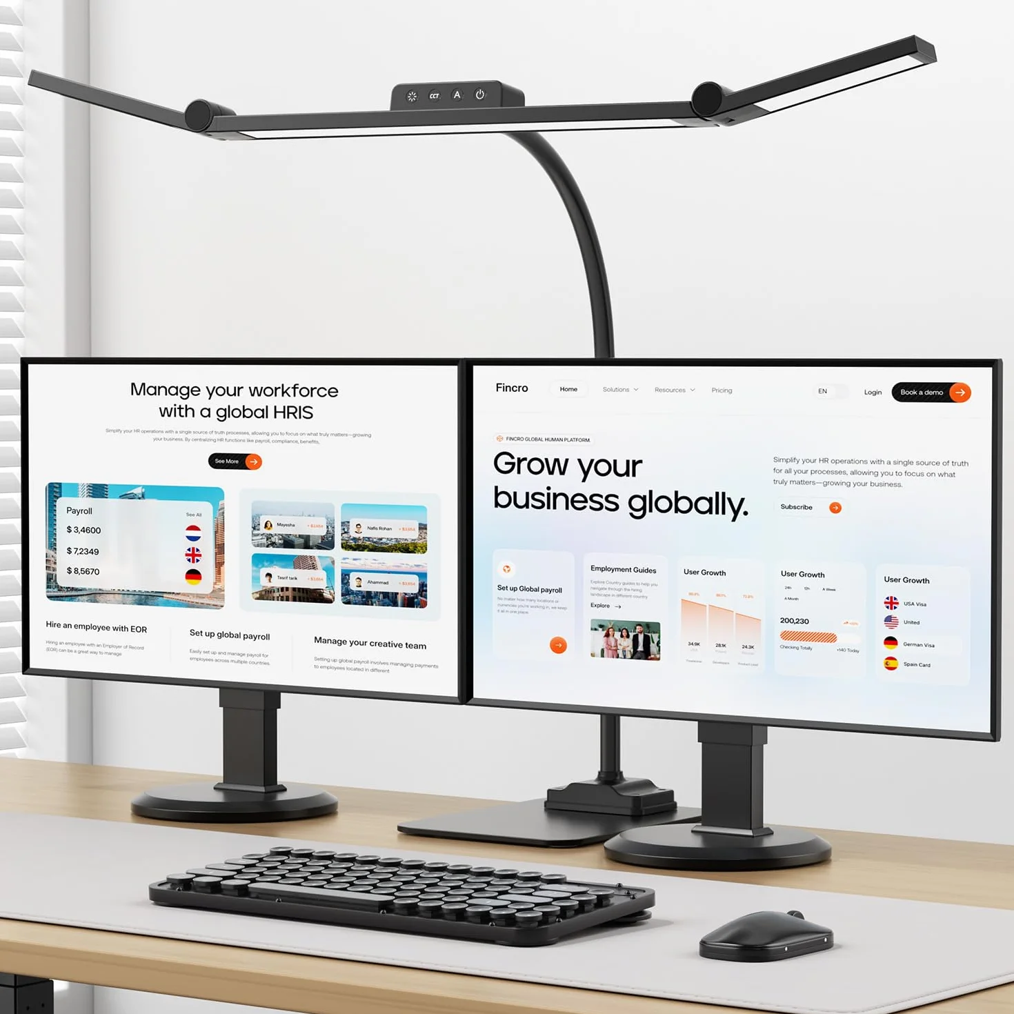 KableRika Lámpara Escritorio LED, 24W Flexo Escritorio con Base, Luz de Arquitecto Regulable, luz monitor con Temporizador, 1500 lúmenes para Leer, Estudiar y Oficina en el Hogar
