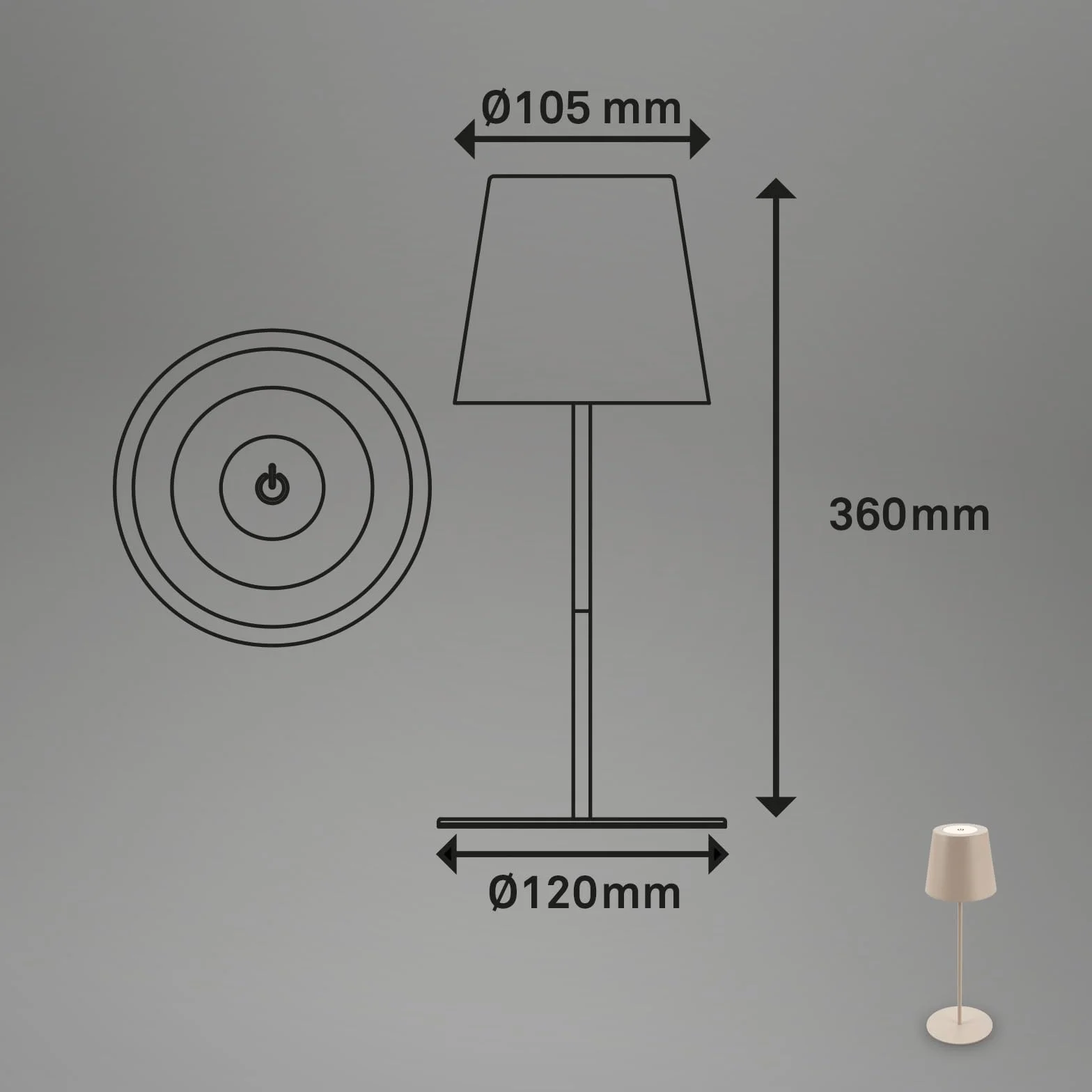 Briloner Lote 2 Lámparas Mesa LED Inalámbricas Regulables Táctil Batería Reemplazable USB-C Ø12x36 cm Beige