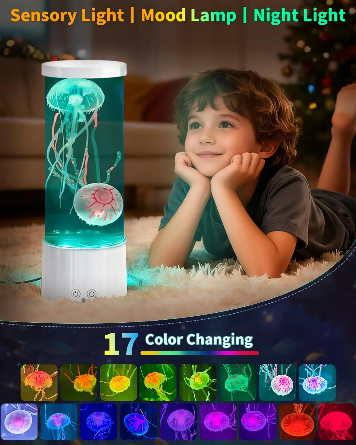 AONESY Lámpara LED Medusa 17 colores con mando a distancia