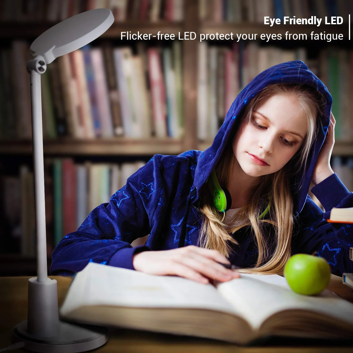 Lámpara de escritorio LED, 12W Lámpara de mesa de oficina Control táctil regulable 10 Brillo 5 niveles de color Protección ocular Lámparas de mesa Lámpara de noche(blanco)