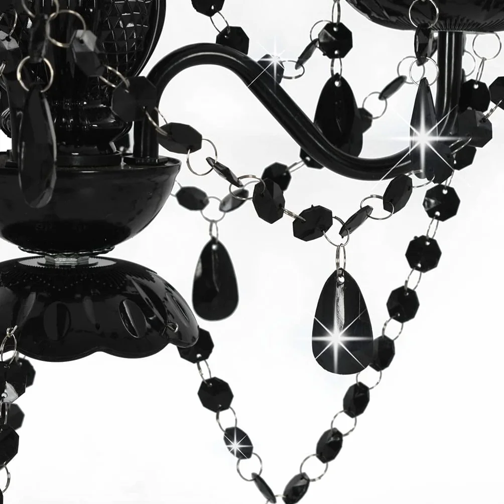vidaXL Lámpara de Araña con Cuentas Iluminación Interiores Diseño Extravagante Atrevido Moderno Óptima Iluminación Negras Redonda 3 Bombillas E14