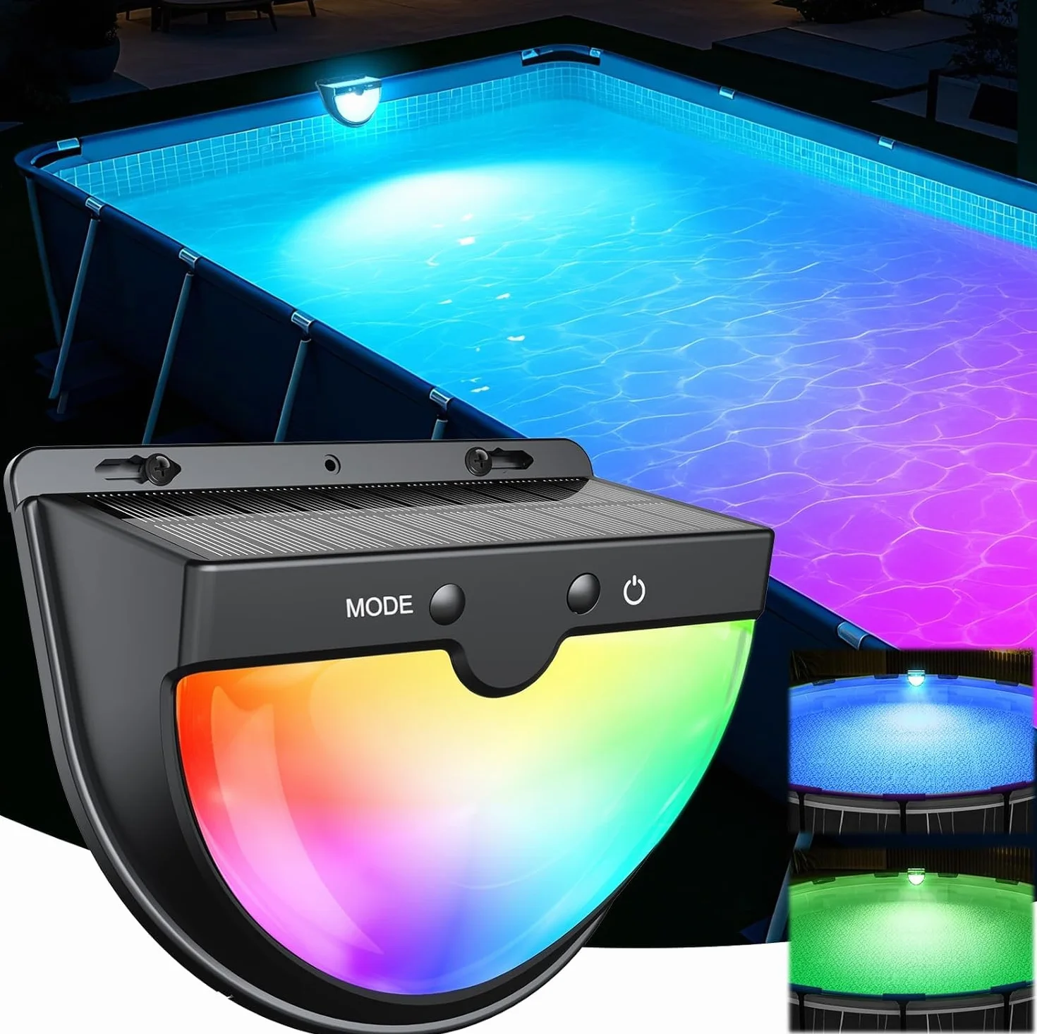 PoolLeader Luces Piscina Solares LED Multicolor Impermeable Antigolpes para Piscinas Elevadas