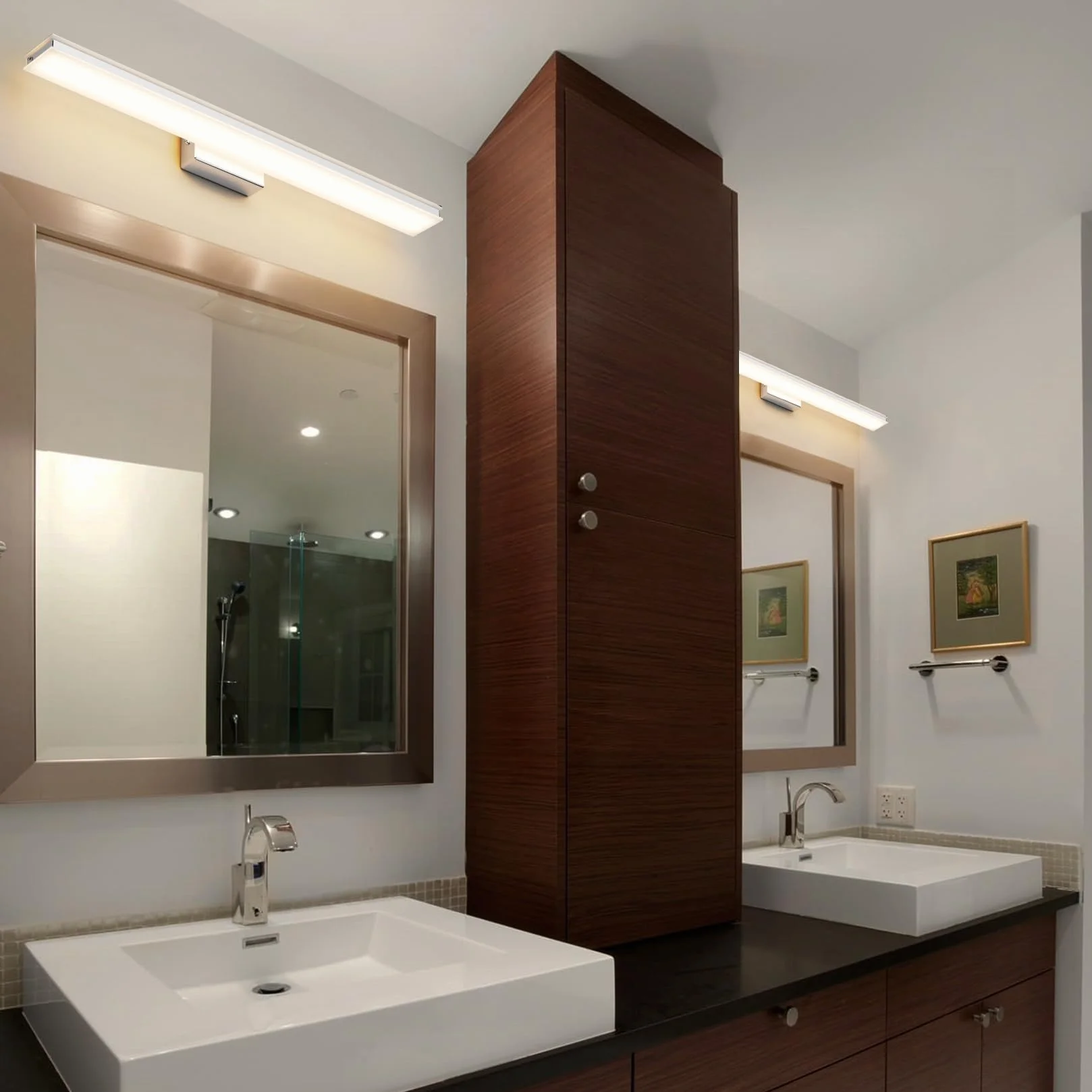 Klighten Luz Espejo Baño LED 60cm 20W 2000LM Apliques Moderno 110-240V 3000K Blanco Cálido Cromo