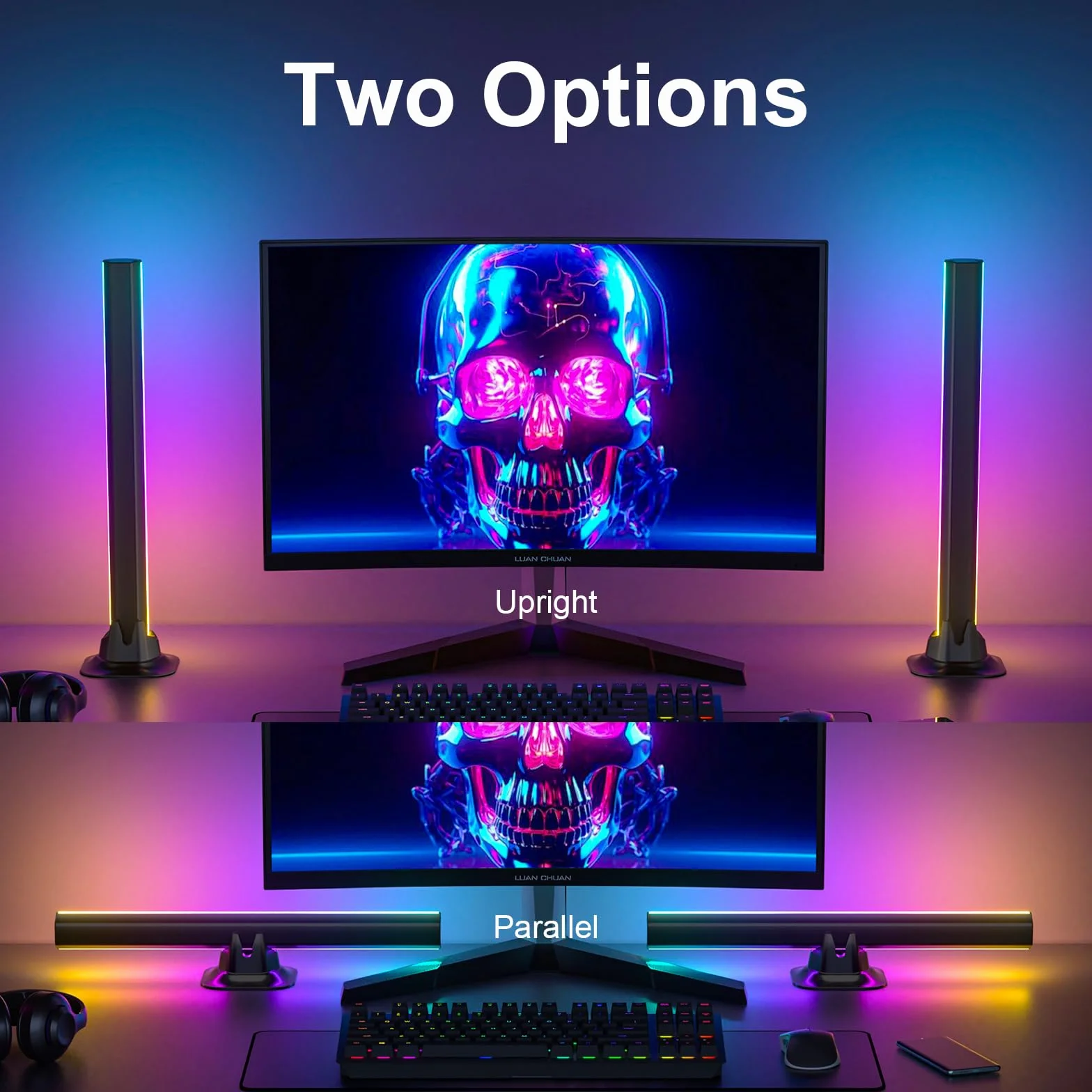 Barras de Luz LED RGBIC 32 cm para TV y Monitor, Retroiluminación 300°, Control por App y Sincronización Musical, Luz Ambiente para Escritorio Gaming