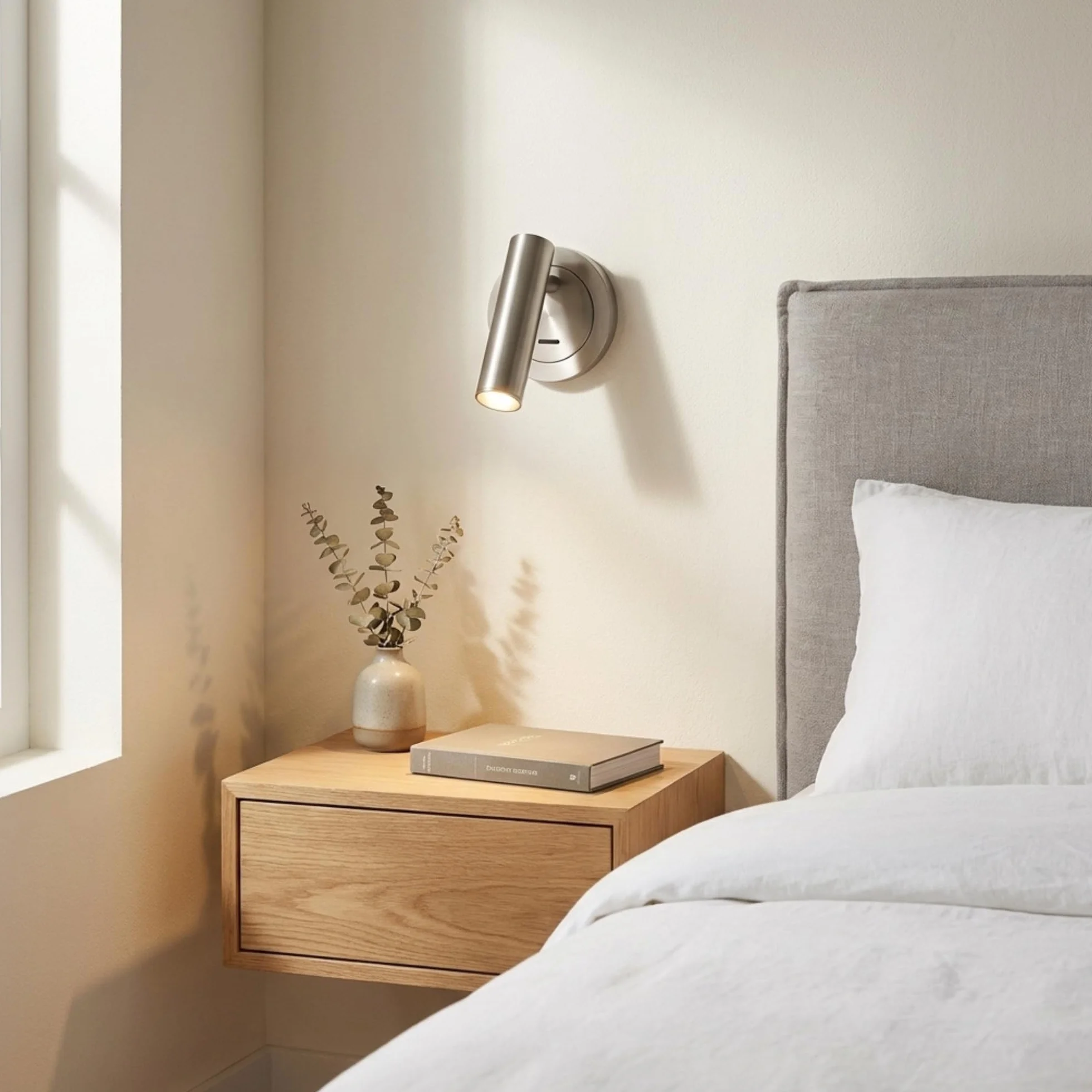 BARCELONA LED Aplique de Pared Níquel Satinado Ajustable 3W Luz Cálida 2700K Lámpara de Lectura Estilo Industrial