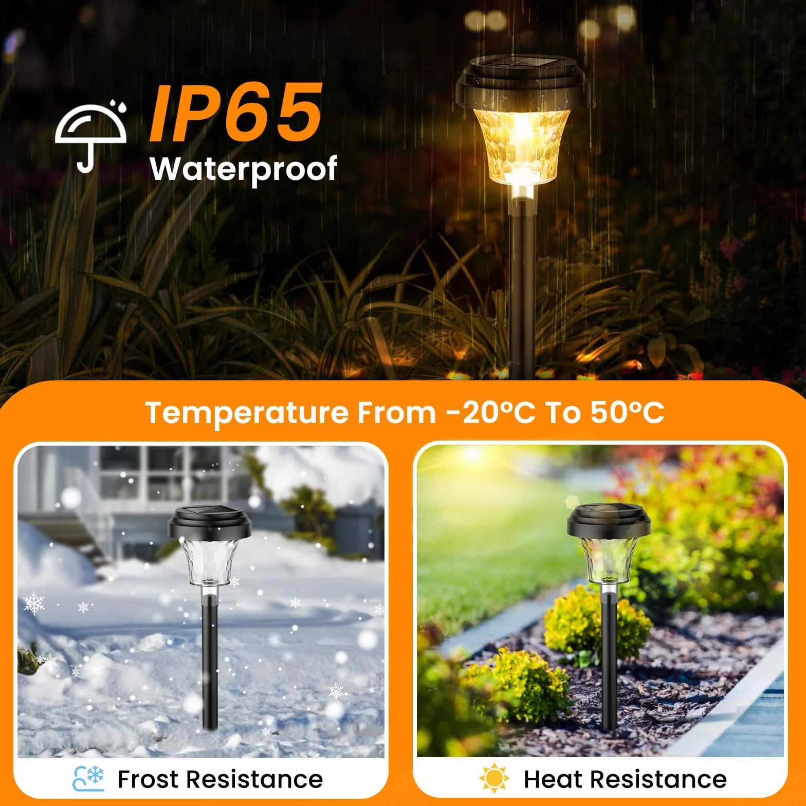 Lámpara solar exterior IP65 8 piezas luz cálida RGB jardín impermeable