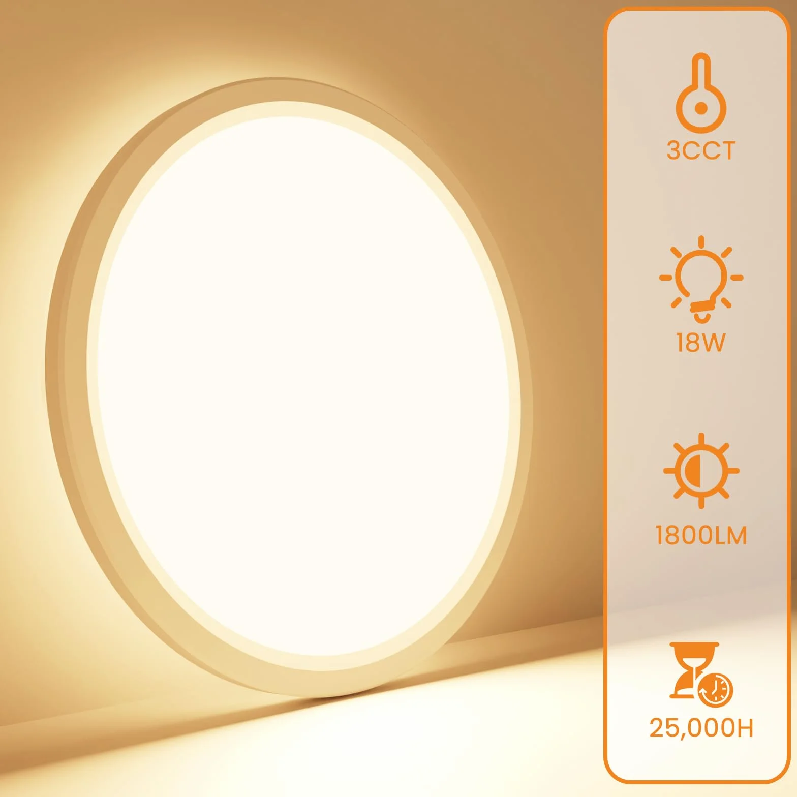Slochi 18W 1800LM LED Ceiling Light IP44 3000K/4000K/6500K Ø23 cm Plafon for Bathroom Kitchen