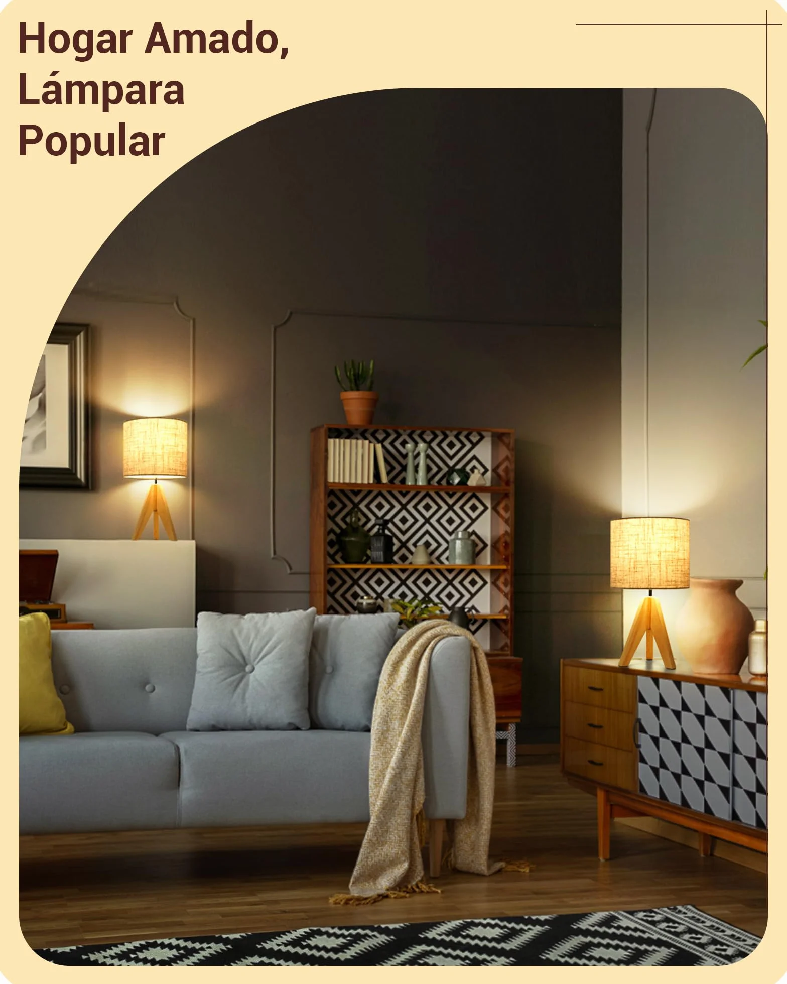 EDISHINE Lámparas de Noche de Madera 2 Unidades, Lámpara de Mesa Trípode E27, Pantalla de Lino Beige Vintage