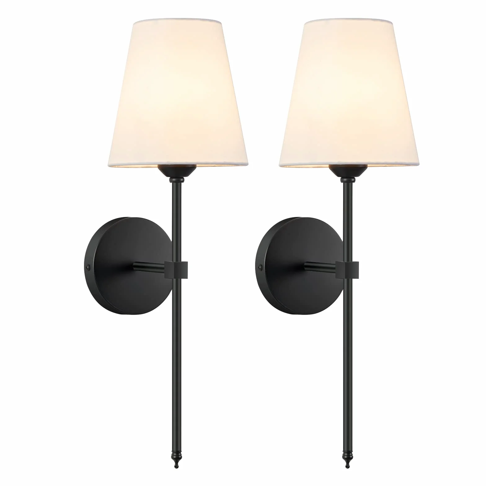 KUAUGST - Juego de 2 apliques de pared industriales retro, apliques de cambiador de baño, iluminación de pared con visualización de tela blanca, adecuado para recámara, sala de estar, pasillo y cocina