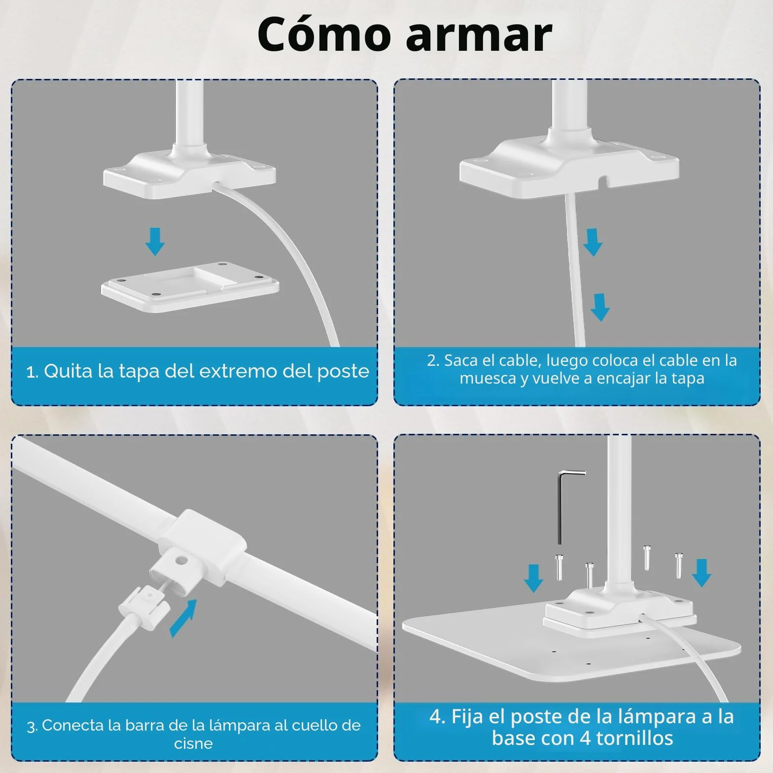 KableRika Lámpara Escritorio LED para Oficina, Flexo Escritorio de Doble Cabezal con Base, Luz de Arquitecto Regulable, luz monitor con Temporizador, para Leer, Estudiar y Oficina en el Hogar - Blanco