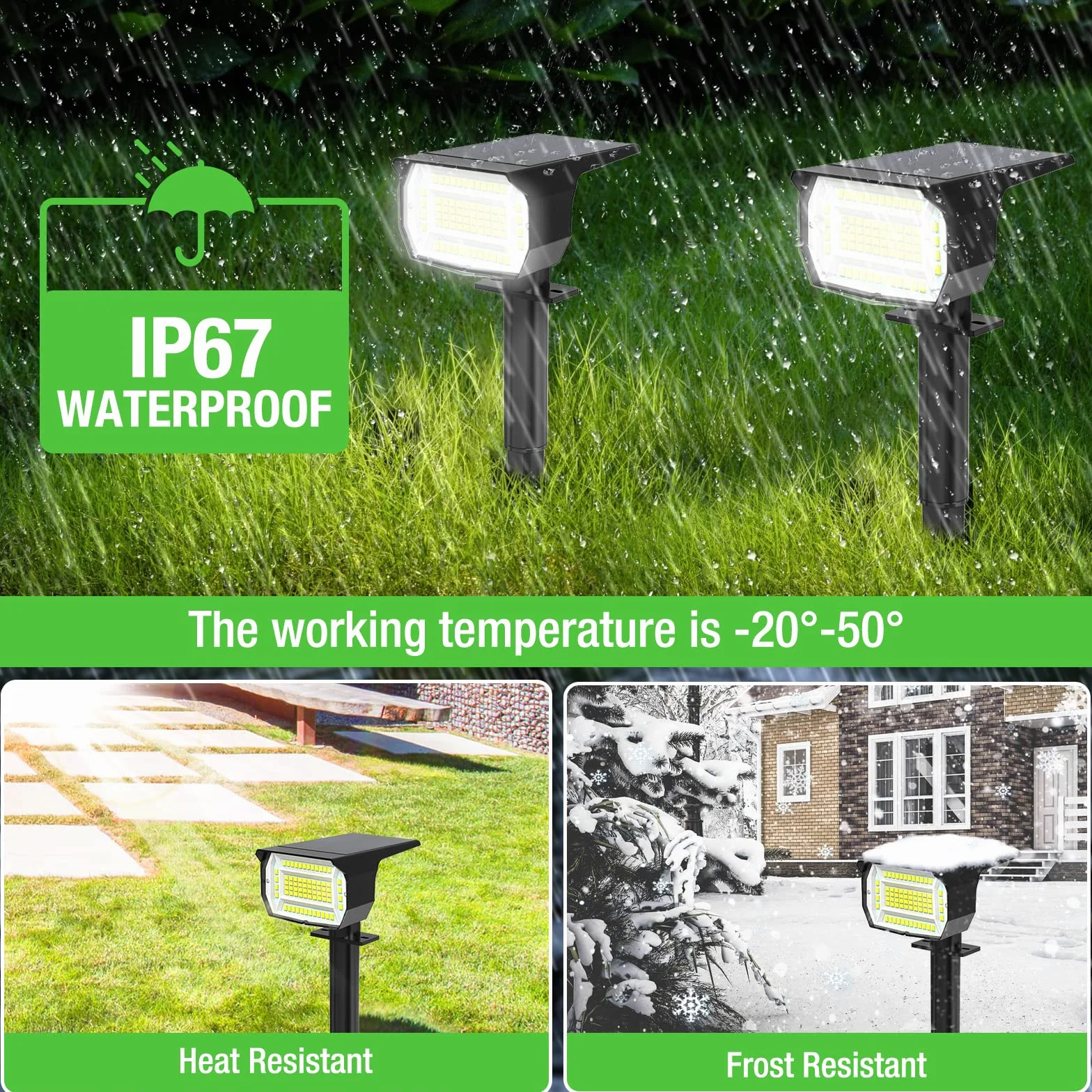 LOTMOS 72 LED 3 Piezas Luces Solares Exterior Jardin Impermeable IP67 Focos